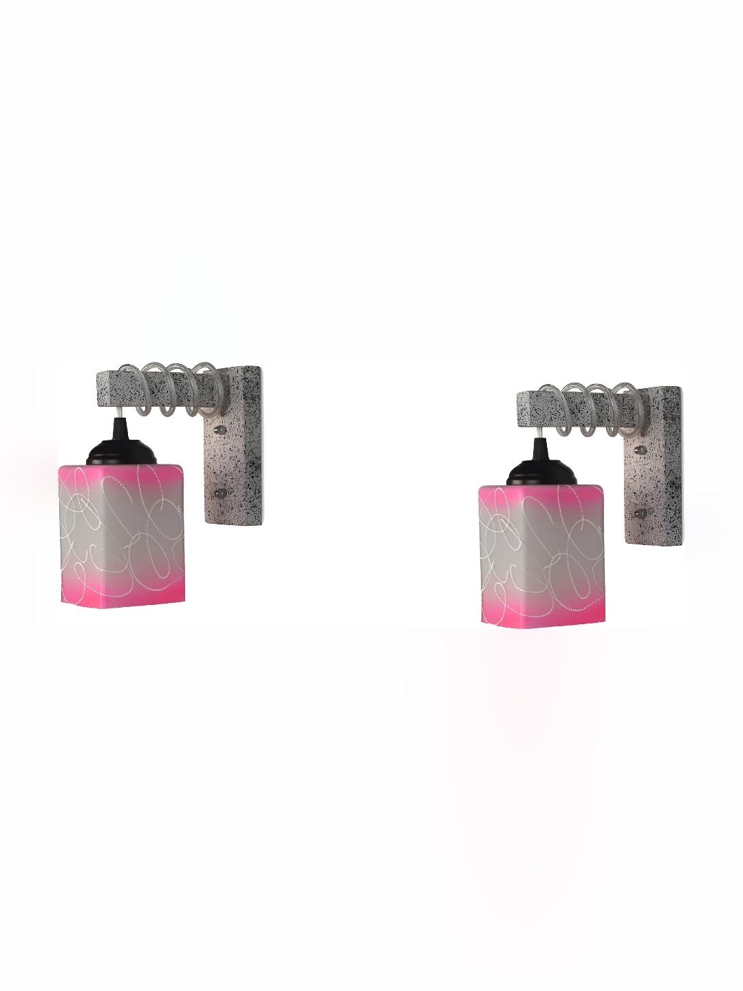 

Afast Grey & Pink 2 Pieces Rectangular Shaped Glass Wall Lamp