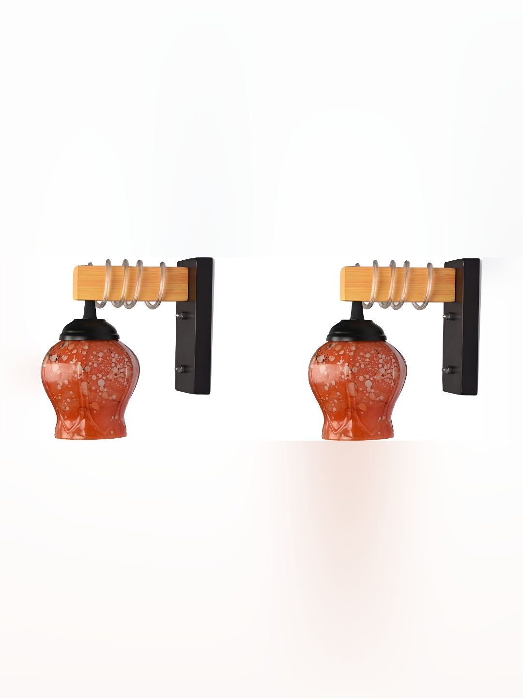 

Afast Red & Black 2 Pieces Printed Bell Shaped Glass Wall Lamps