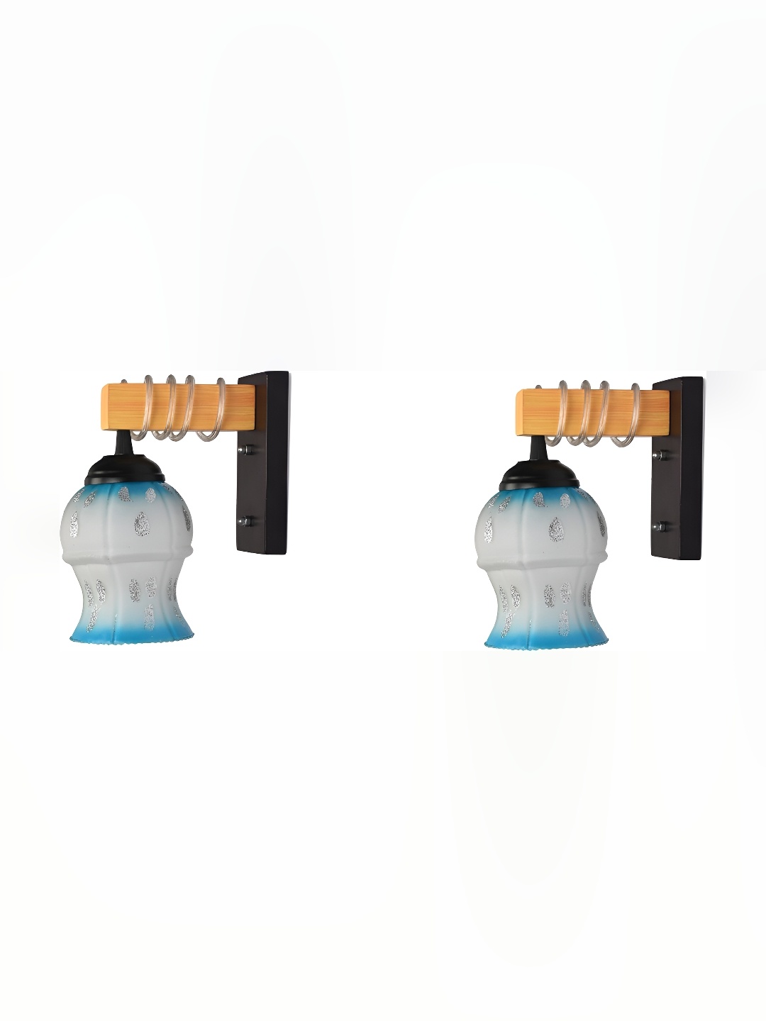 

Afast White & Blue 2 Pieces Printed Glass Wall Lamps