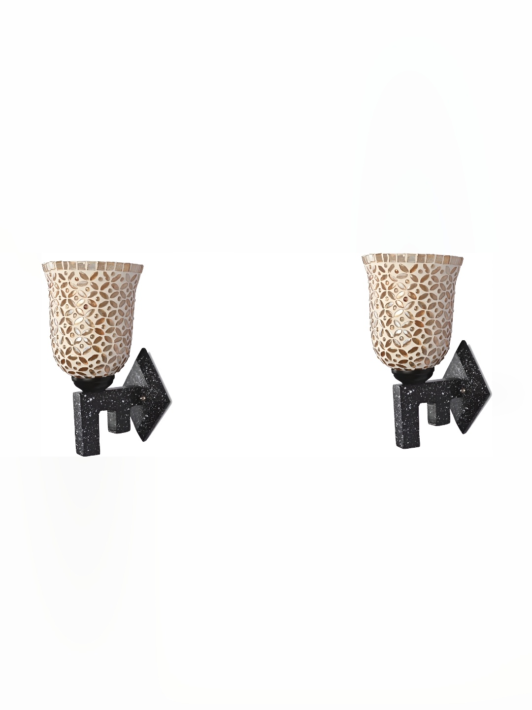 

Afast Off White & Copper Toned 2 Pieces Printed Glass Wall Lamps