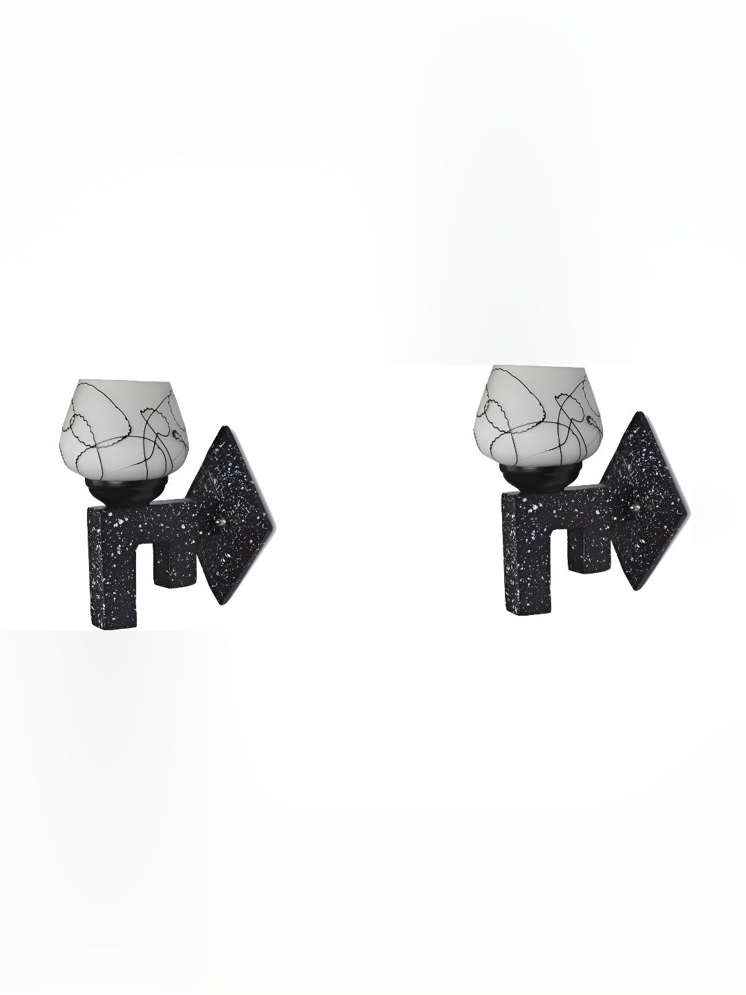 

Afast White & Black 2 Pieces Printed Contemporary Glass Wall Lamps