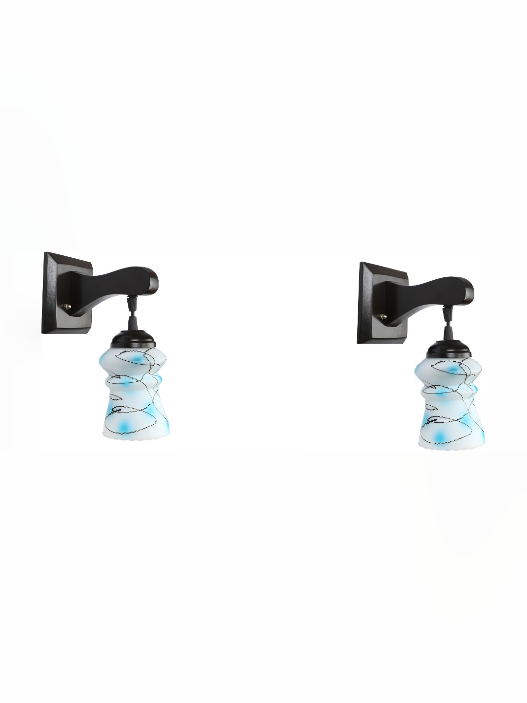 

Afast Blue & Black 2 Pieces Printed Abstract Shaped Glass Contemporary Wall Lamps