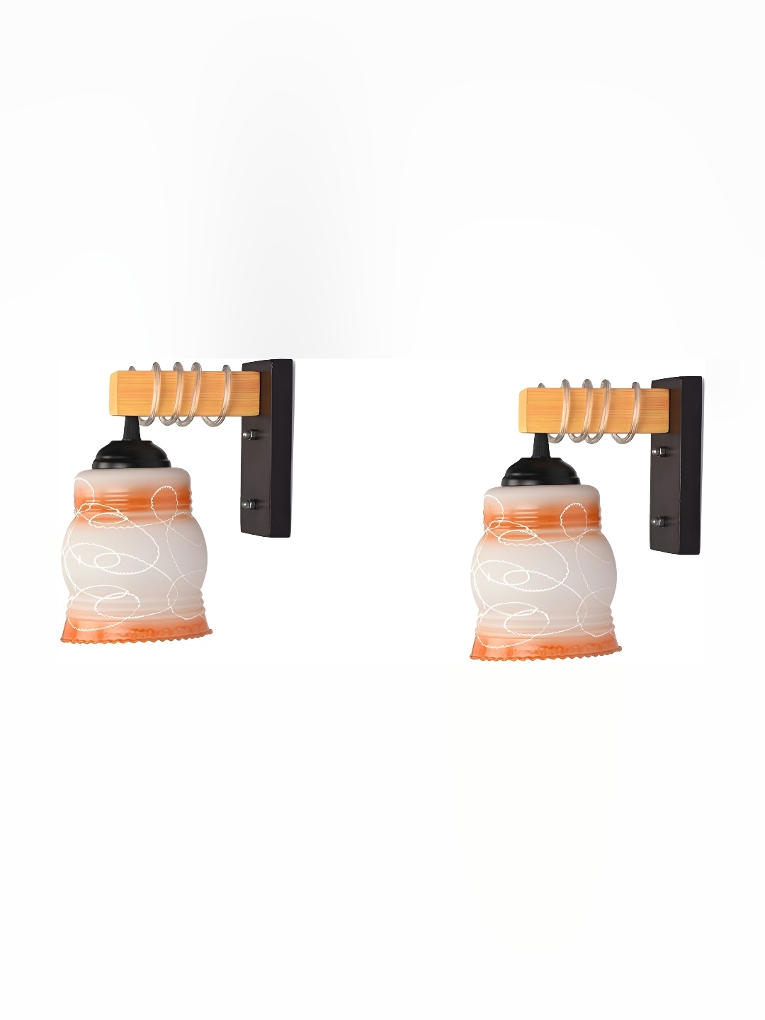 

Afast White & Orange 2 Pieces printed Glass Wall Lamps