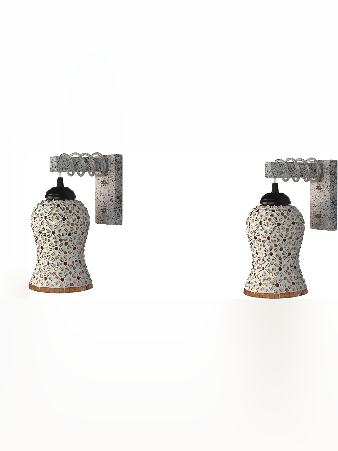 

Afast White & Copper Toned 2 Pieces Printed Glass Wall Lamps