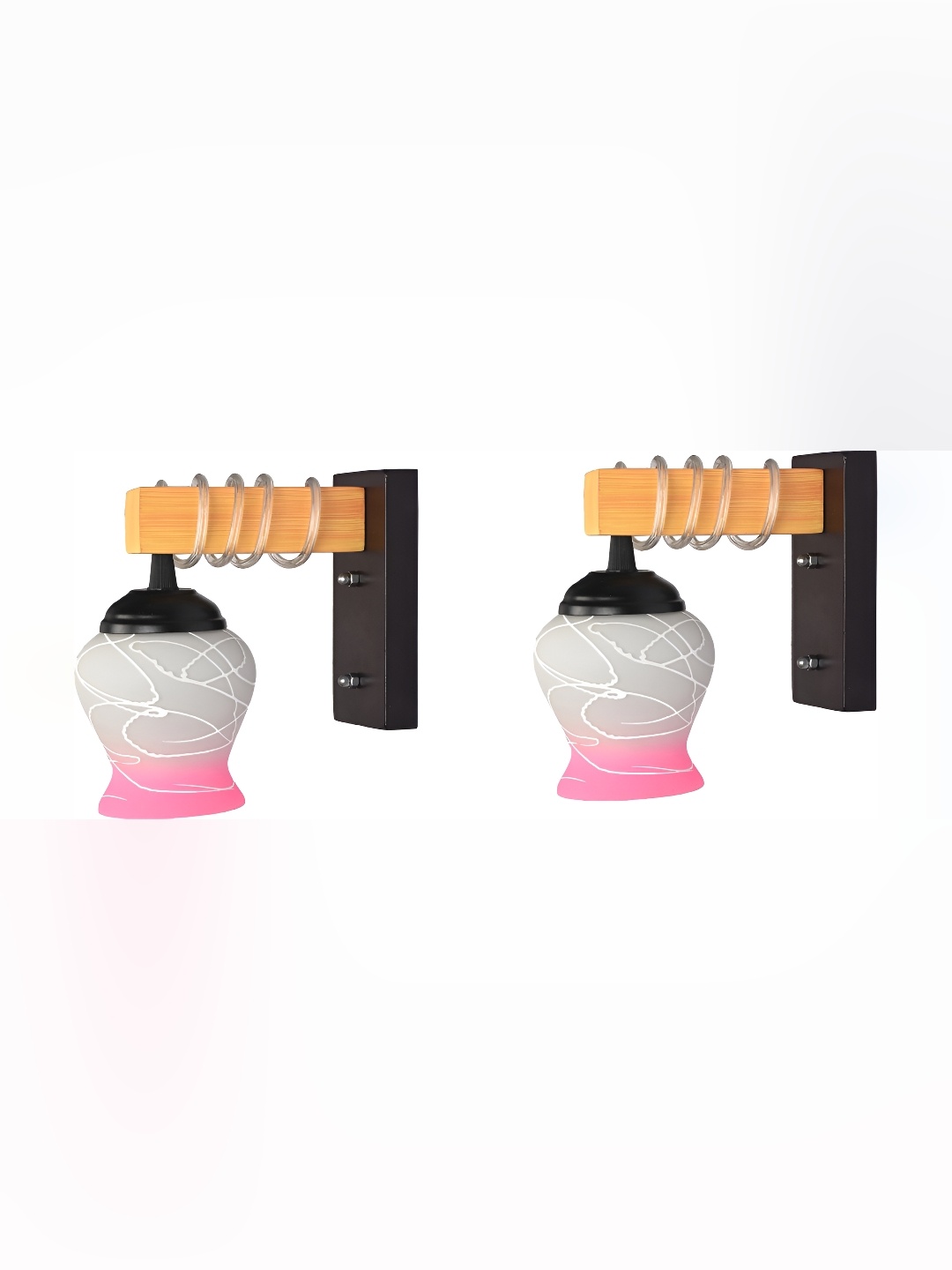 

Afast Pink & White 2 Pieces Printed Contemporary Glass Wall Lamps