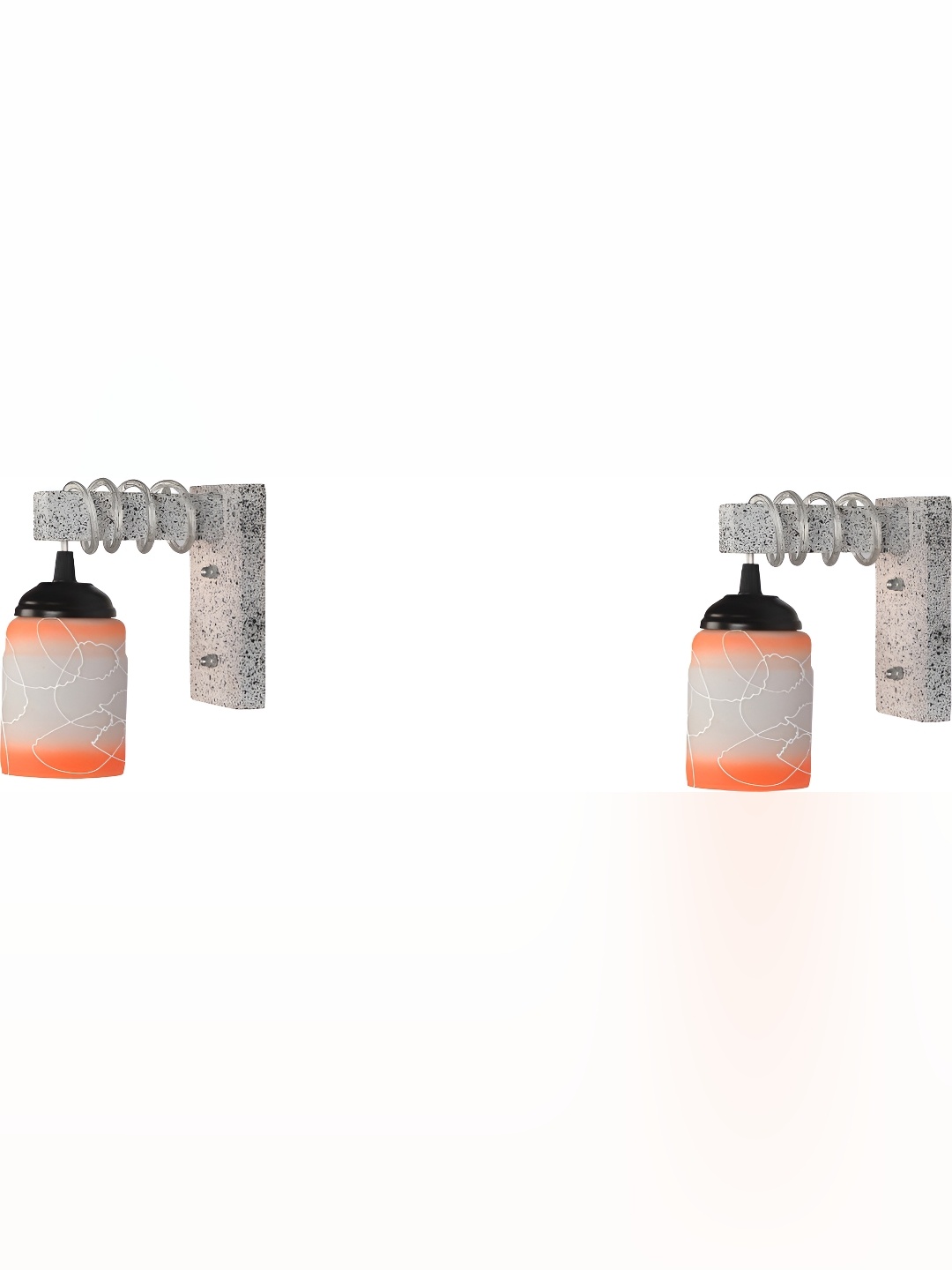 

Afast Orange & Grey 2 Pieces Printed Bell Shaped Glass Wall Lamps