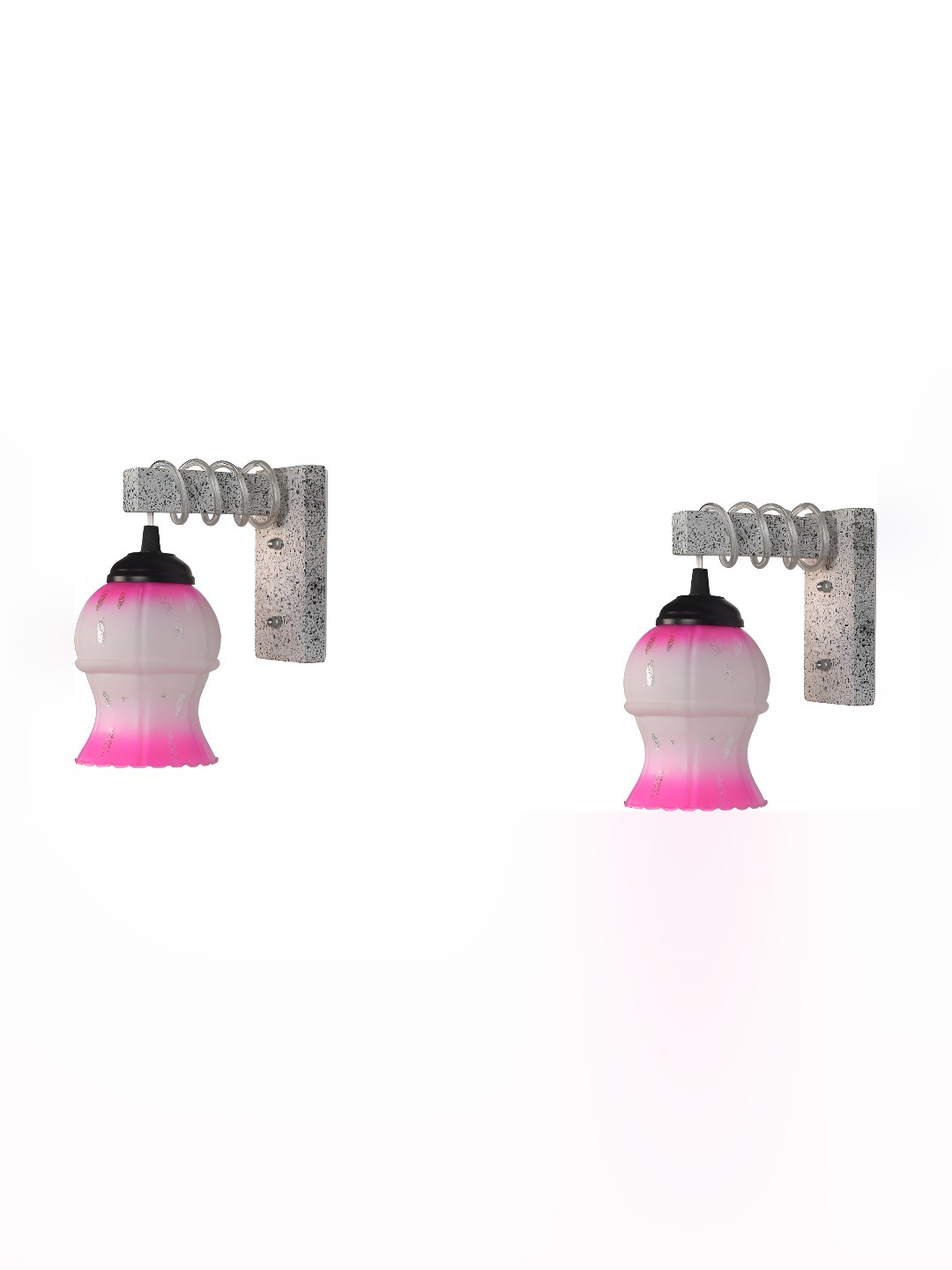 

Afast Pink & White 2 Pieces Printed Contemporary Glass Wall Lamps