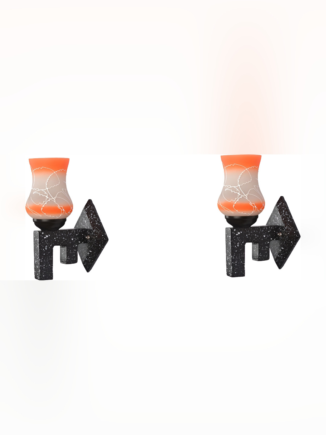 

Afast Grey & Orange 2 Pieces Bell Shaped Glass Wall Lamps