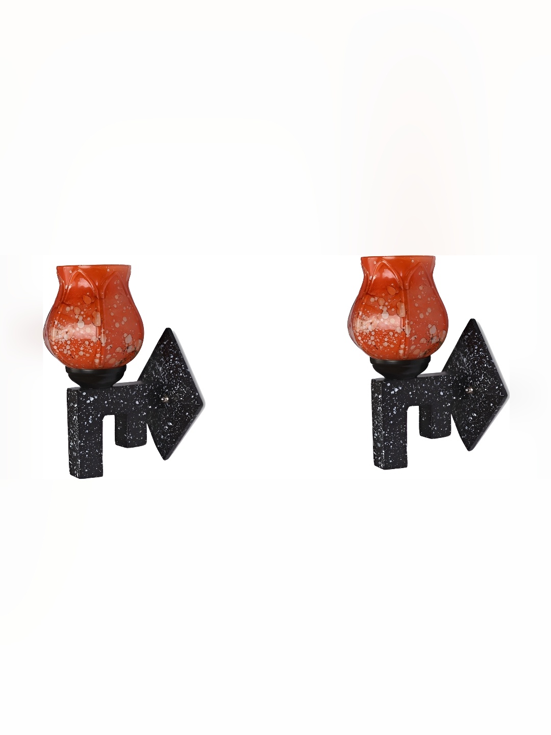 

Afast Red & Black 2 Pieces Printed Abstract Shaped Glass Contemporary Wall Lamps