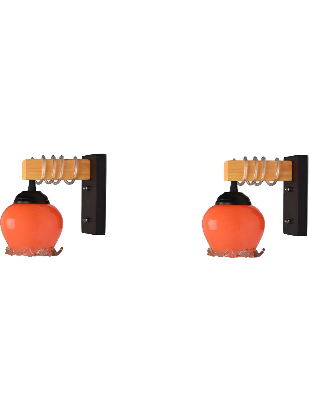 

Afast Orange & Black 2 Pieces Abstract Shaped Glass Wall Lamp