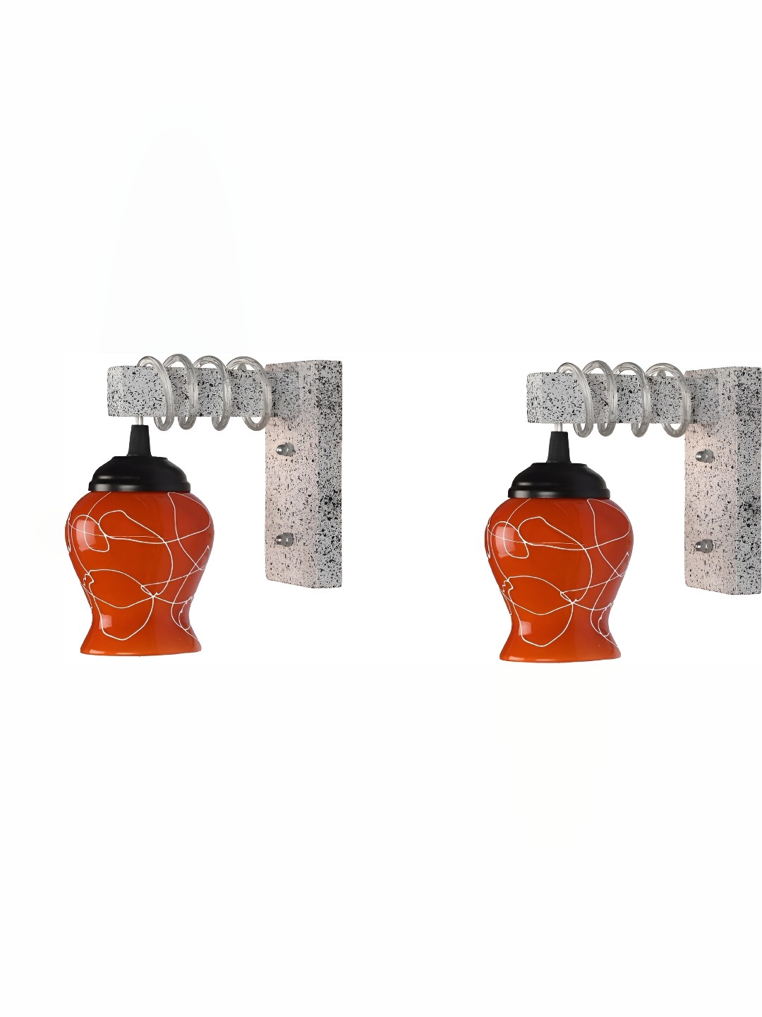 

Afast Red & Grey 2 Pieces Printed Contemporary Glass Wall Lamps
