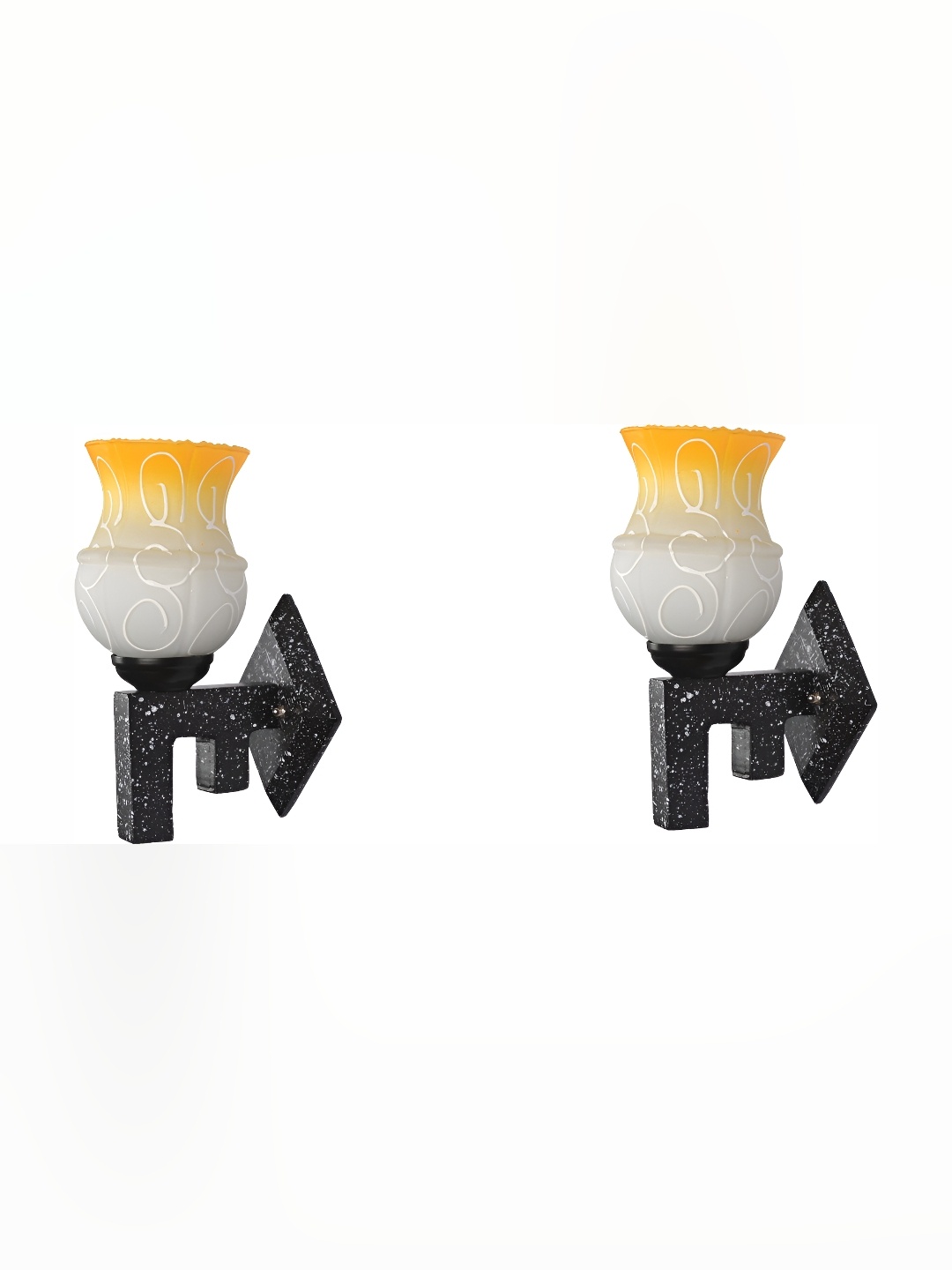 

Afast White & Yellow 2 Pieces Printed Glass Wall Lamps