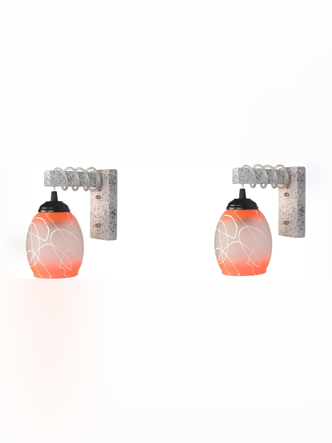 

Afast White & Orange 2 Pieces Printed Glass Wall Lamps