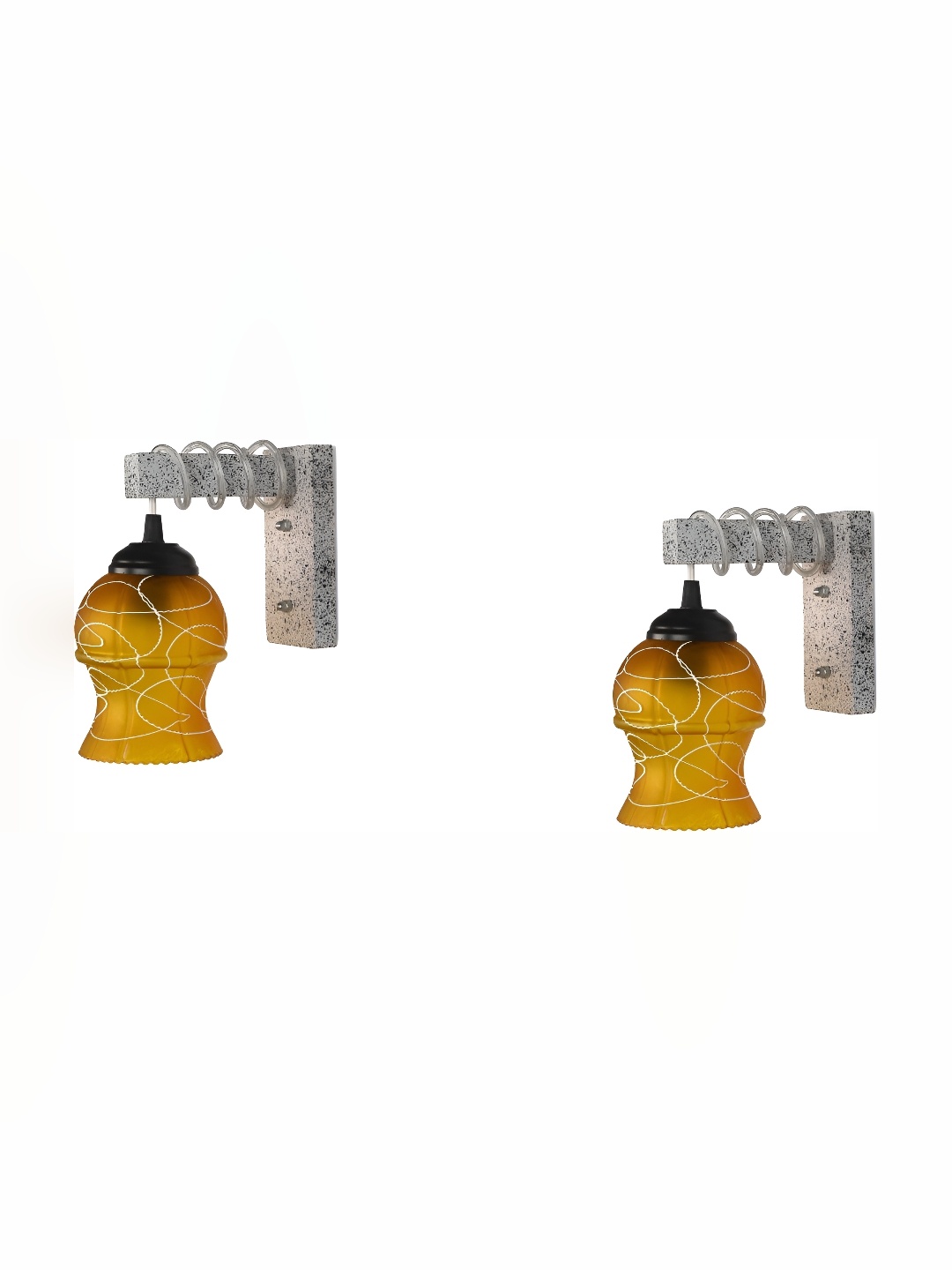 

Afast Gold Toned 2 Pieces Printed Glass Wall Lamps