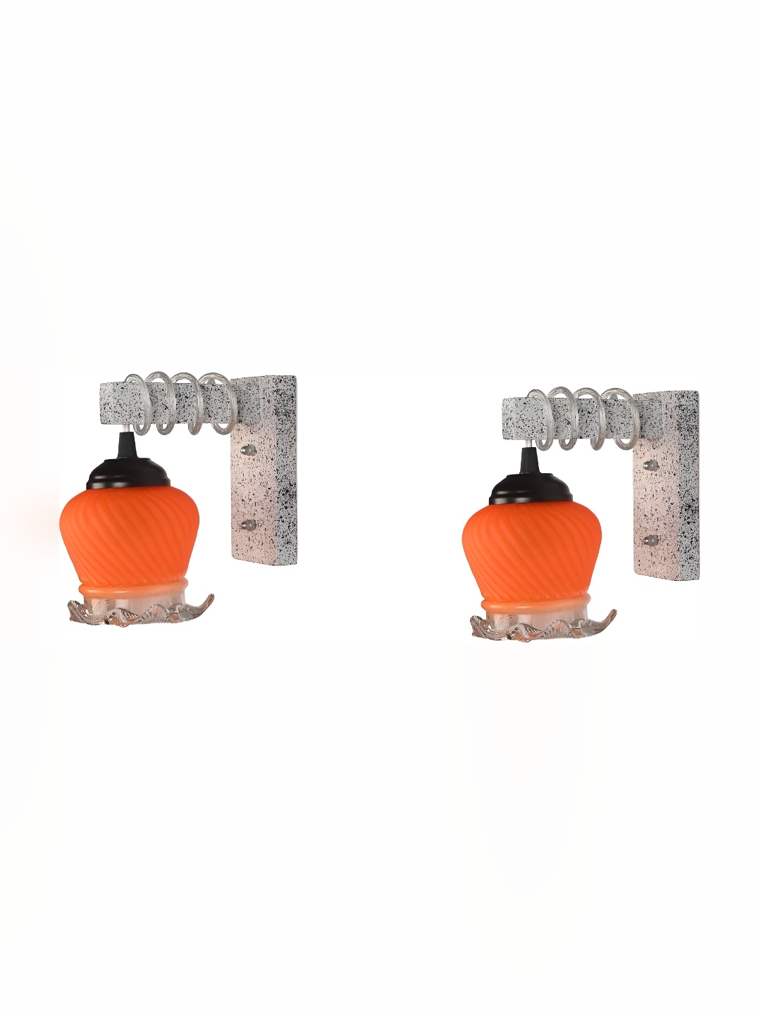 

Afast Orange & Black 2 Pieces Textured Abstract Shaped Glass Wall Lamp