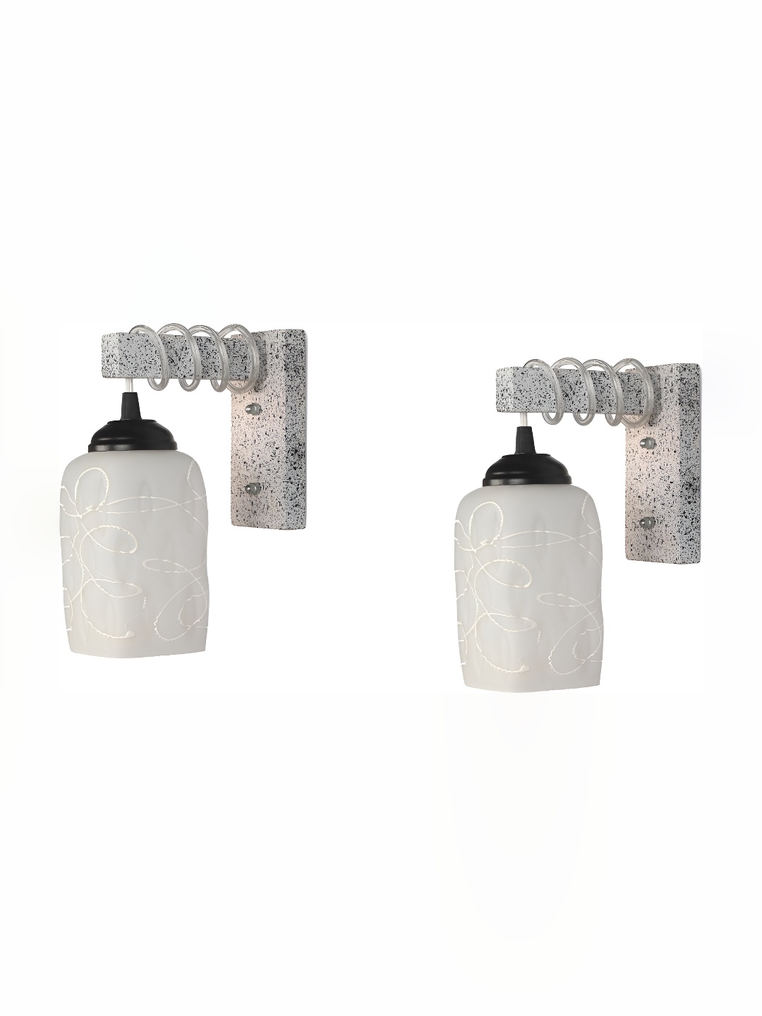 

Afast White & Silver-Toned 2 Pieces Printed Abstract Shaped Glass Contemporary Wall Lamps