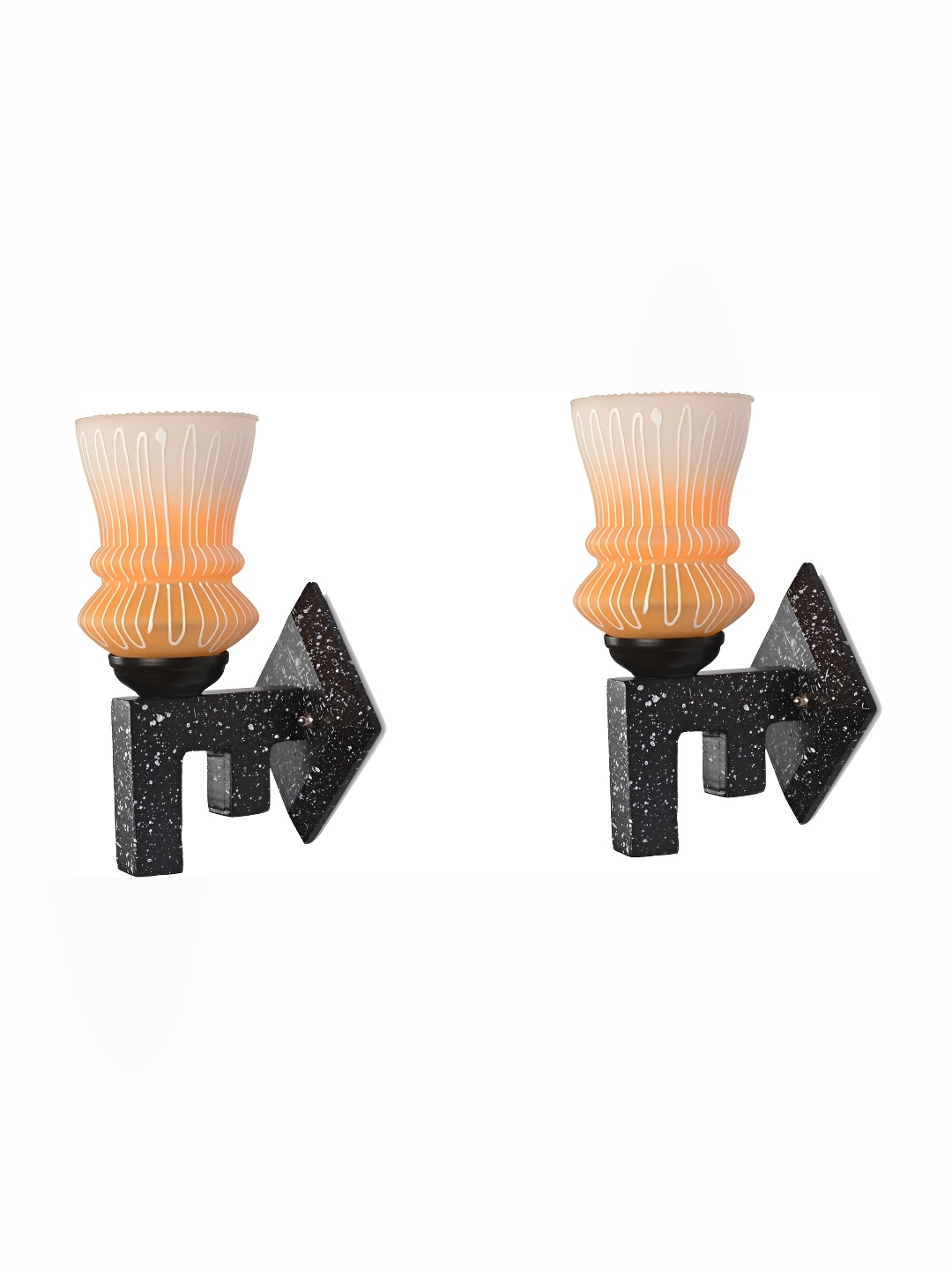 

Afast White & Orange 2 Pieces Printed Abstract Shaped Glass Contemporary Wall Lamps