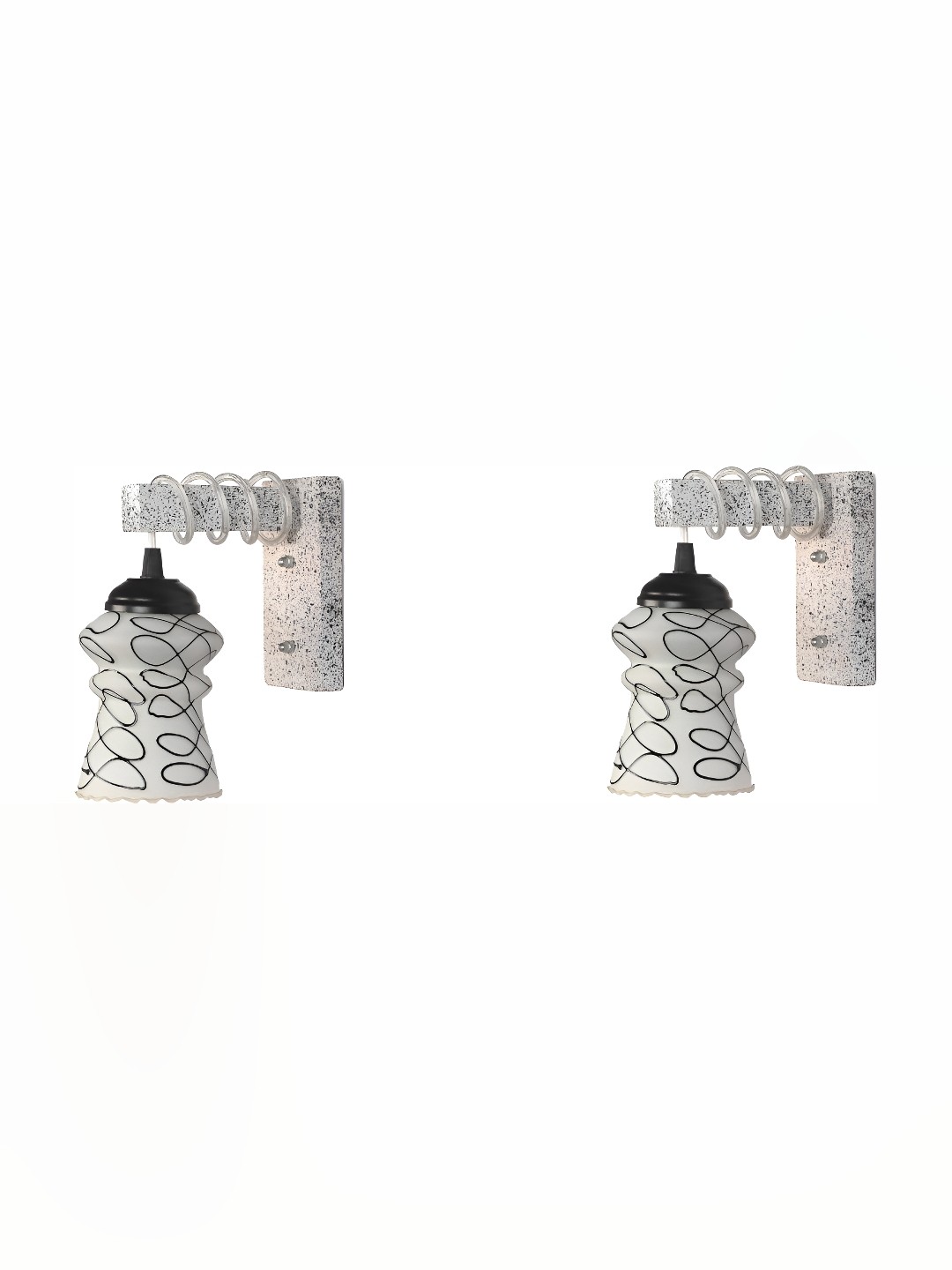 

Afast White 2 Pieces Printed Glass Wall Lamps
