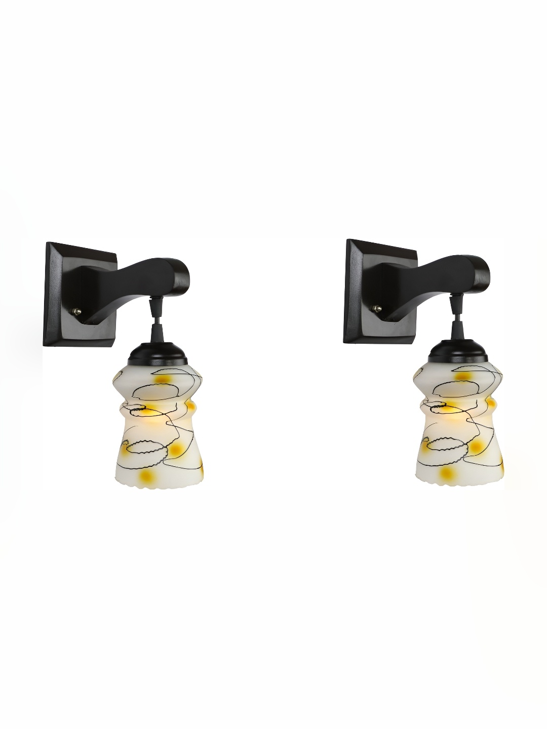 

Afast Yellow & White 2 Pieces Printed Glass Wall Lamps