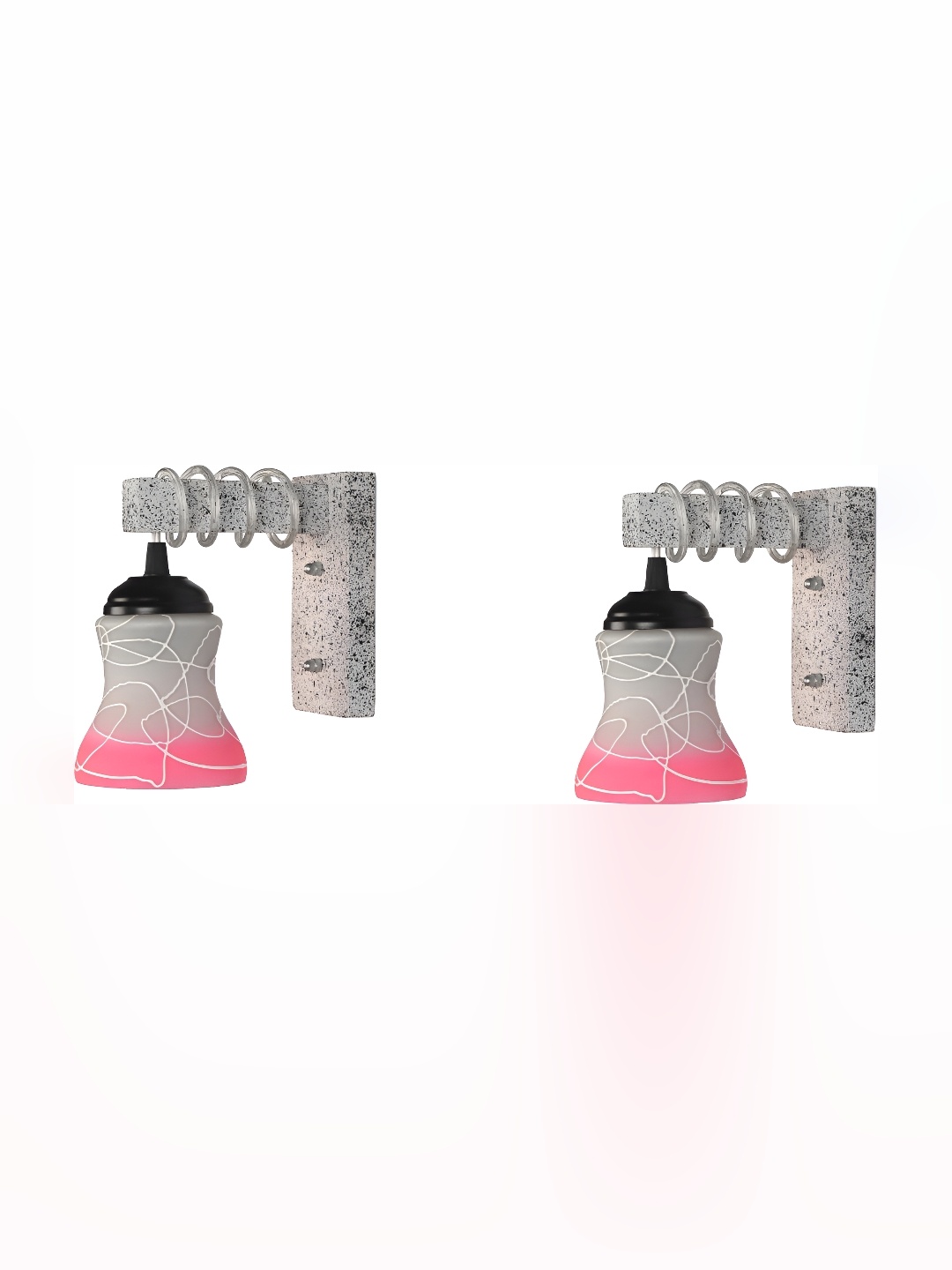 

Afast Pink 2 Pcs Glass Textured Wall Lamps