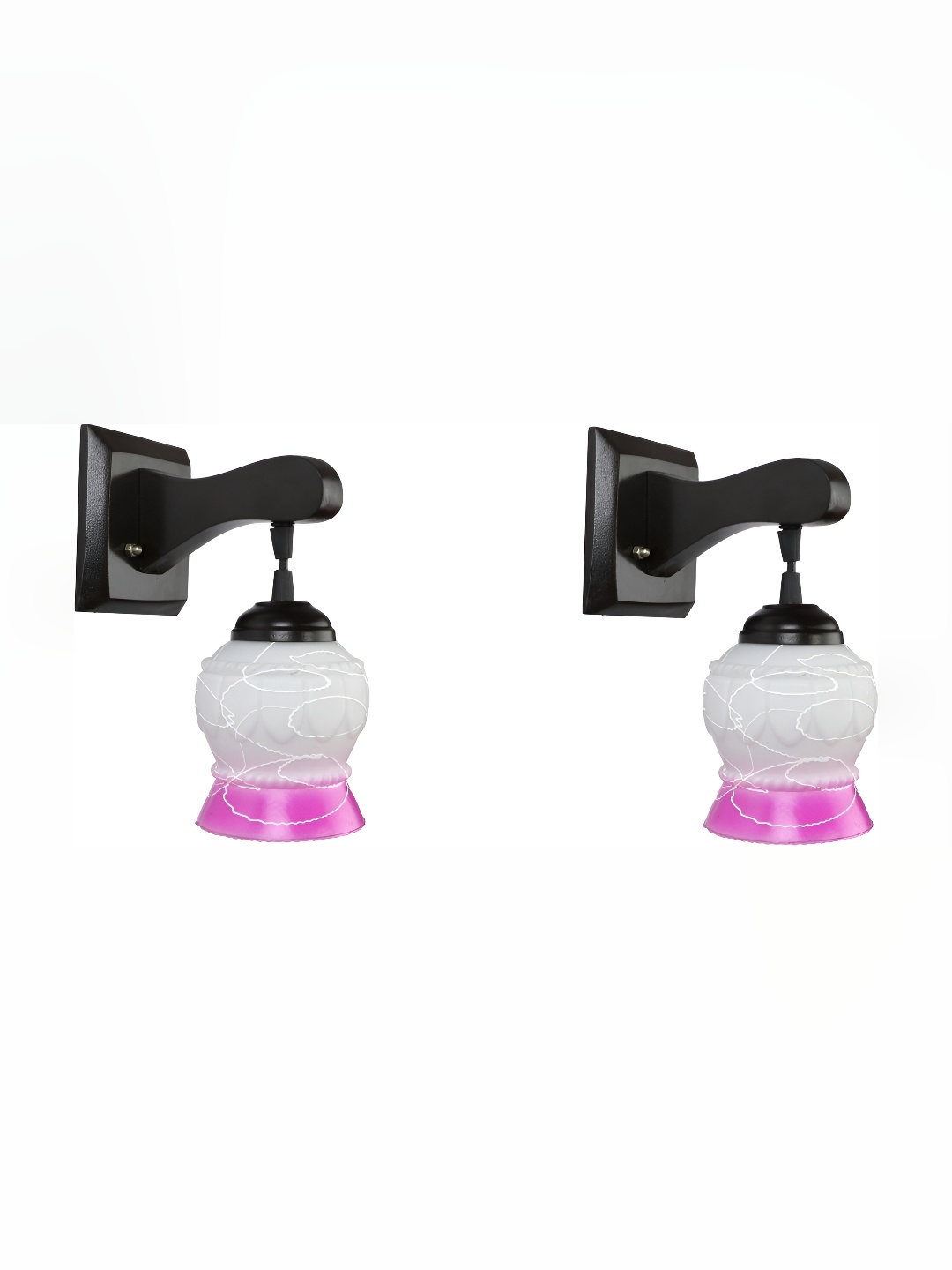 

Afast Pink & White 2 Pieces Printed Bell Shaped Glass Wall Lamps