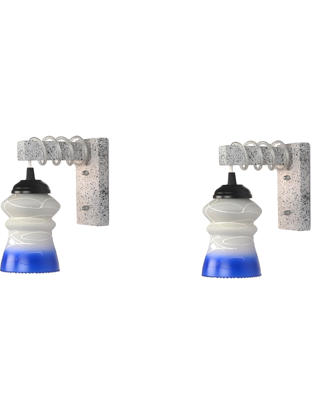 

Afast Blue & White 2 Pieces Printed Abstract Shaped Glass Wall Lamp