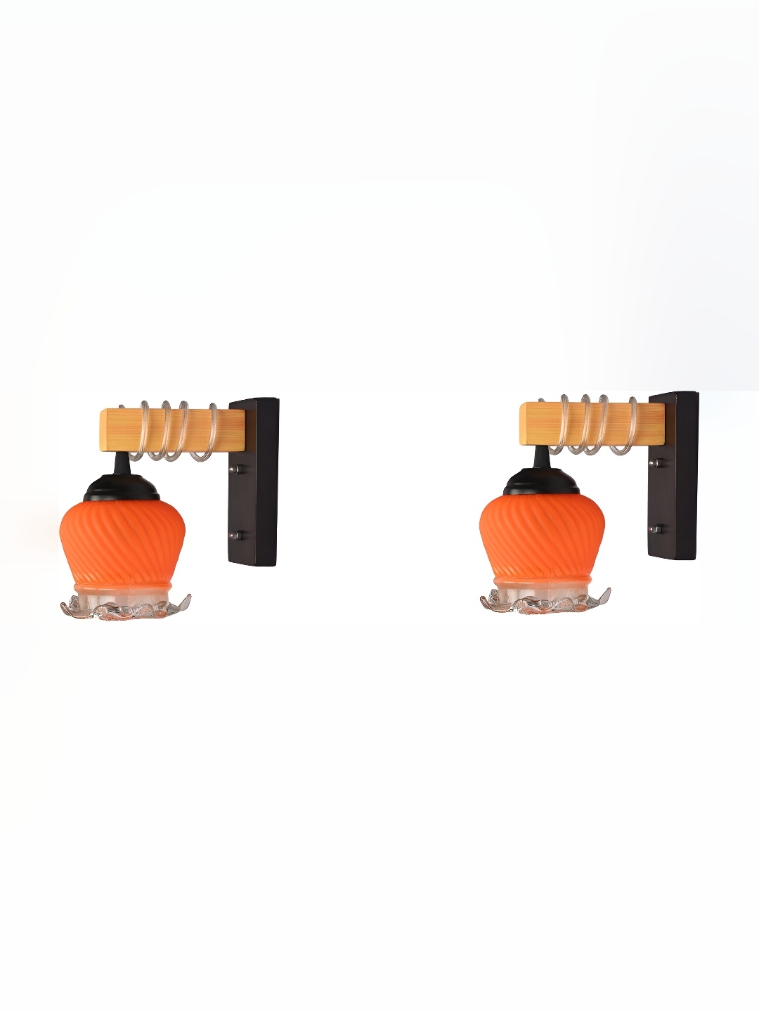 

Afast Orange & Black 2 Pieces Textured Contemporary Glass Wall Lamps