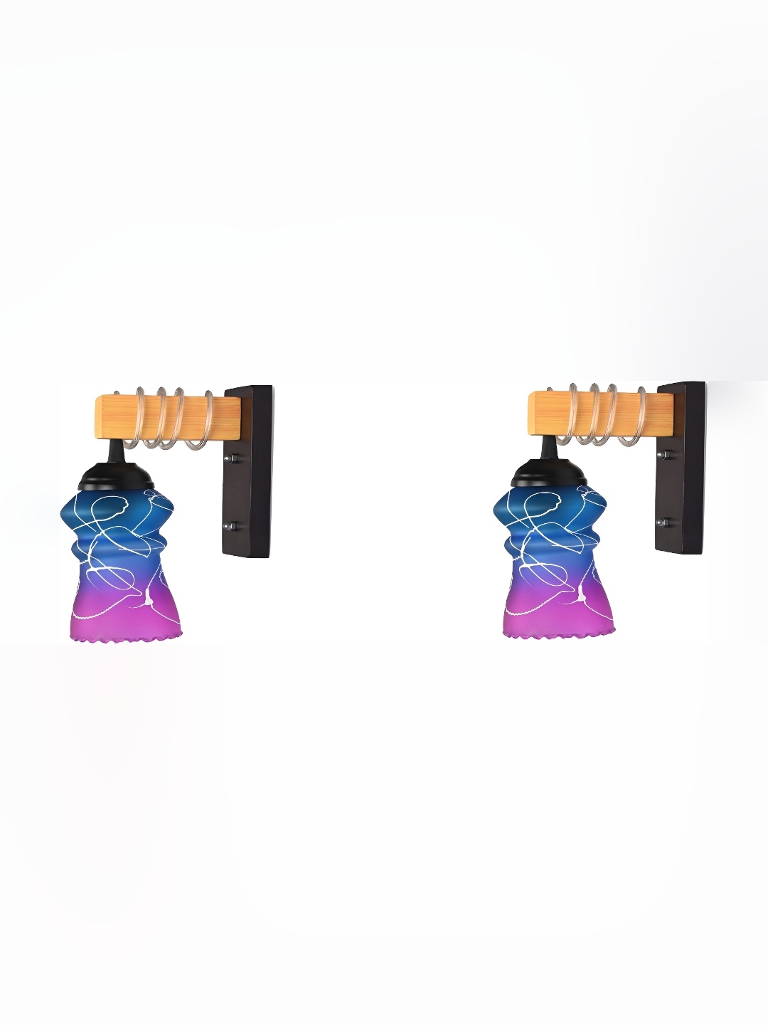 

Afast Purple & Blue 2 Pieces Colourblocked Bell Shaped Glass Wall Lamps