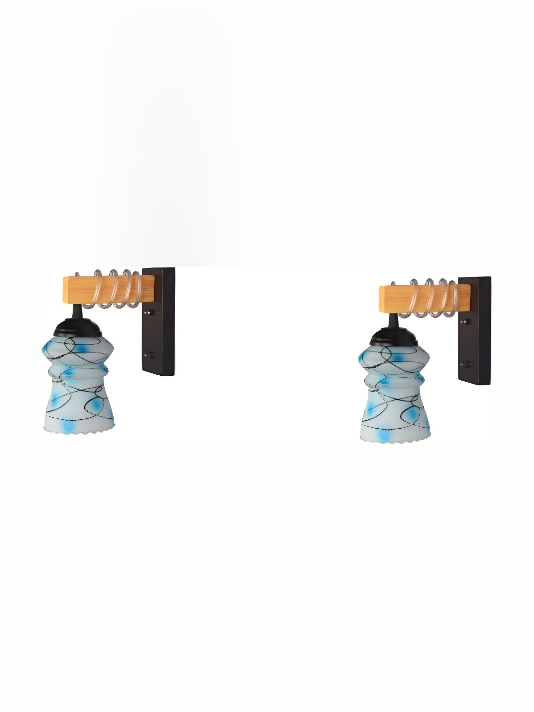 

Afast White & Blue 2 Pieces Bell Shaped Glass Wall Lamps