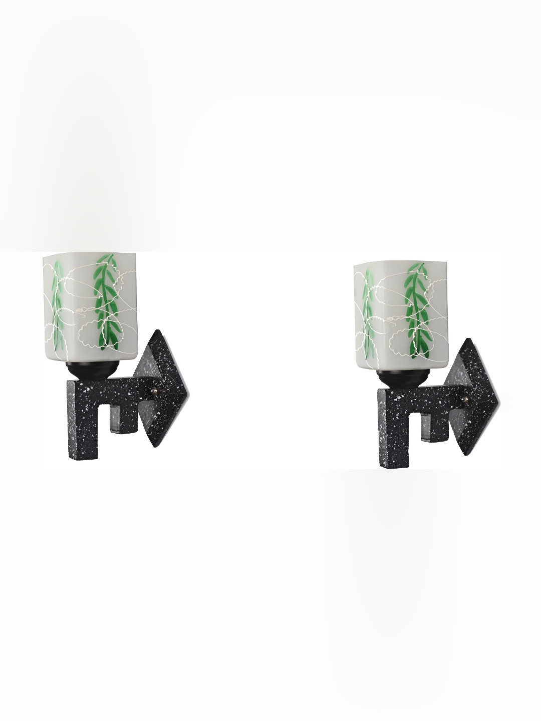 

Afast White & Green 2 Pieces Printed Glass Wall Lamps