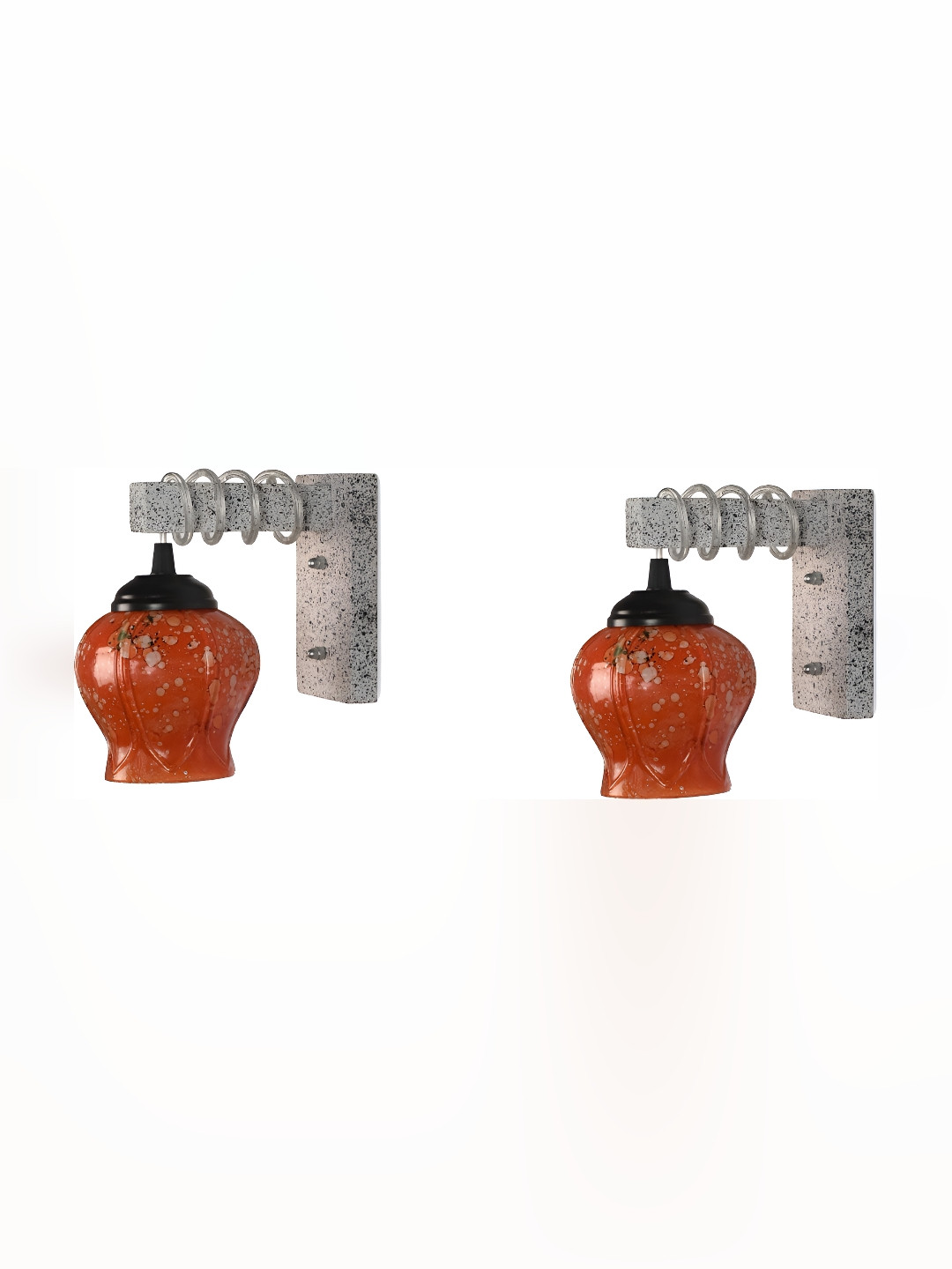 

Afast Red 2 Pieces Printed Bell Shaped Glass Wall Lamp