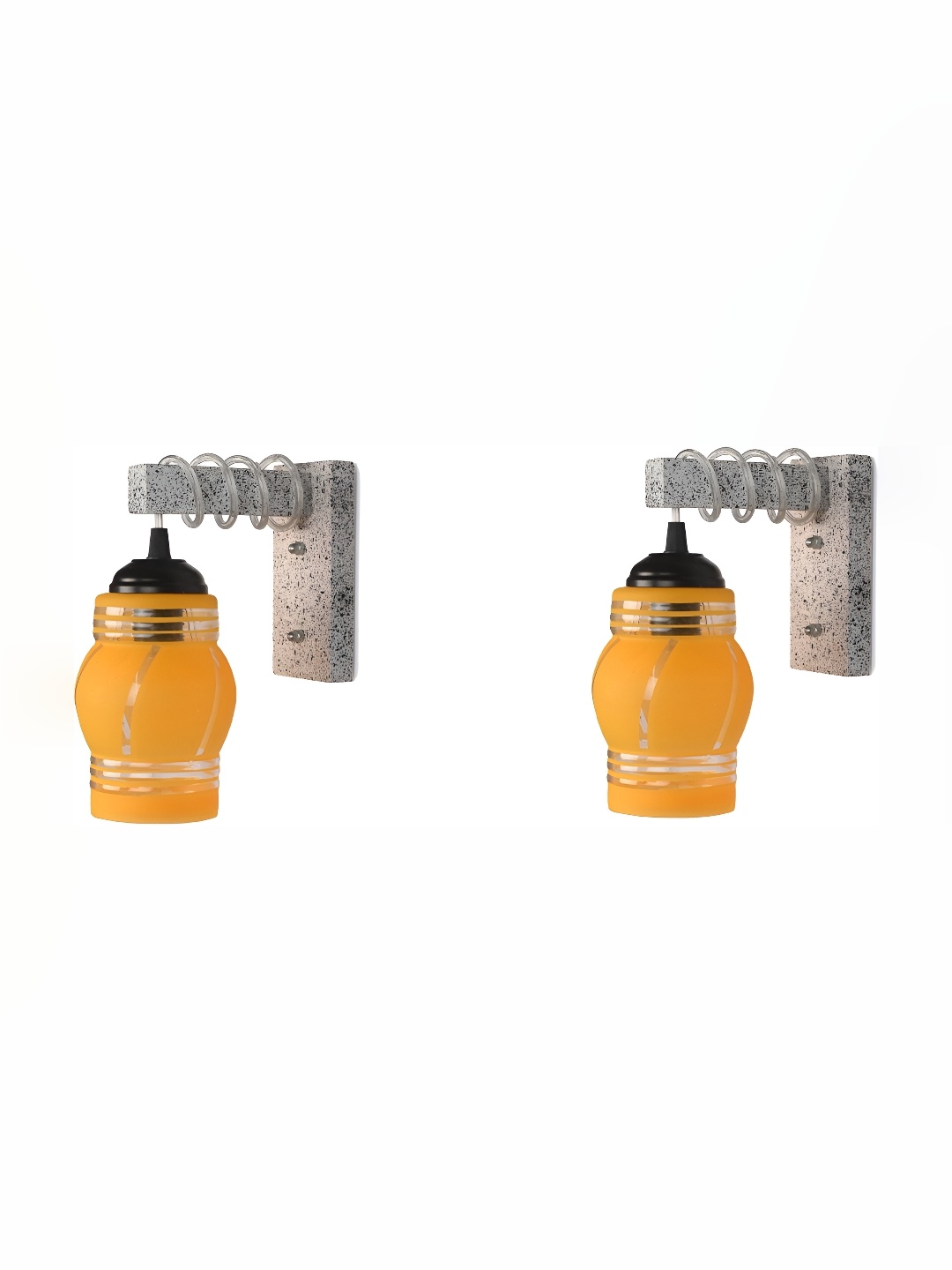 

Afast Yellow 2 Pieces Textured Glass Wall Lamps