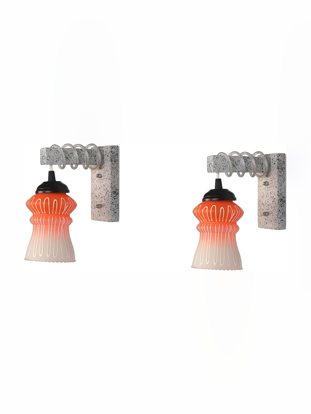 

Afast White & Orange 2 Pieces Printed Glass Wall Lamps