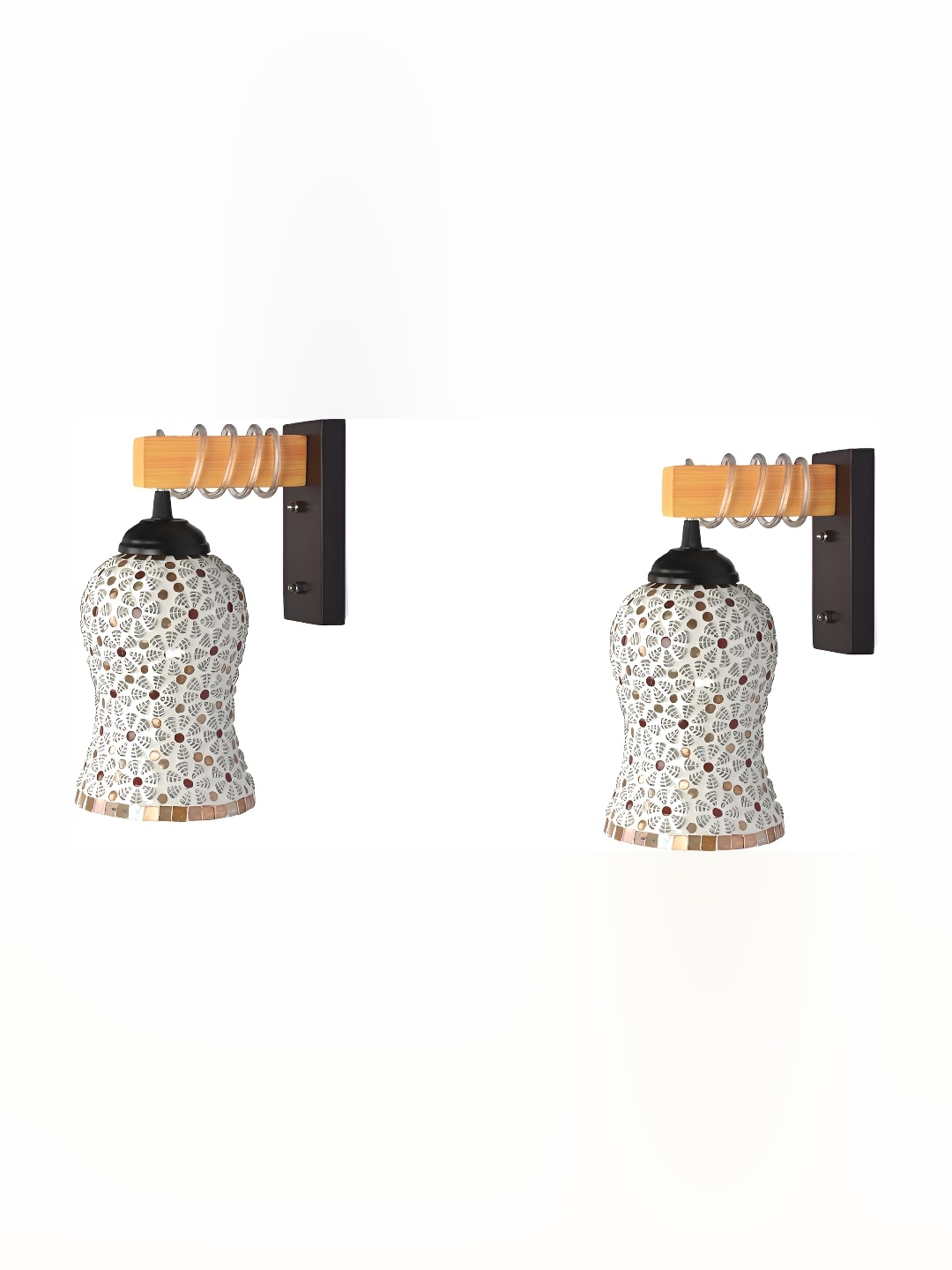 

Afast White & Copper Toned 2 Pieces Printed Glass Wall Lamps