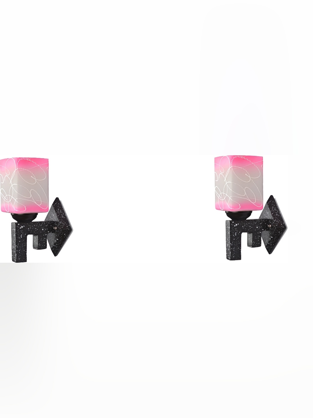 

Afast Pink & Grey 2 Pieces Printed Rectangle Shaped Glass Wall Lamps