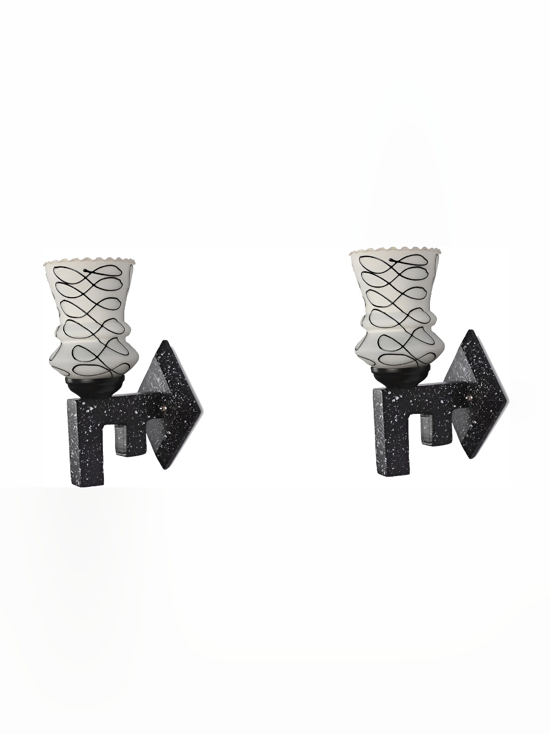 

Afast Black & White 2 Pieces Printed Abstract Shaped Glass Wall Lamp