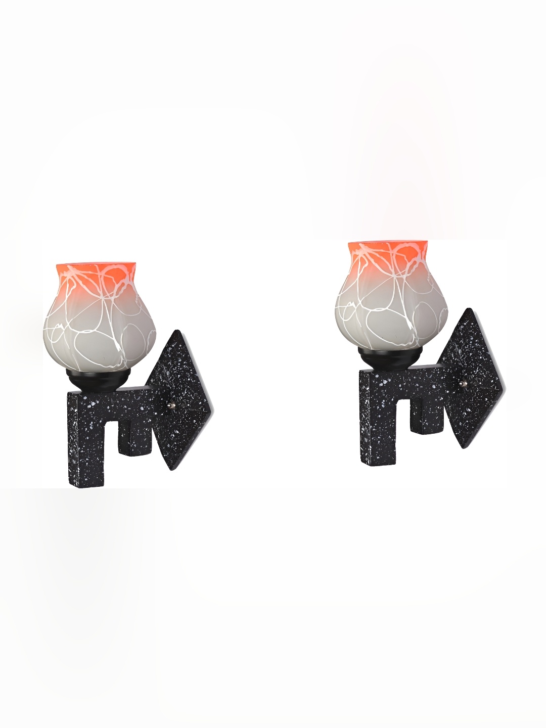 

Afast Grey & Orange 2 Pieces Printed Abstract Shaped Glass Wall Lamps