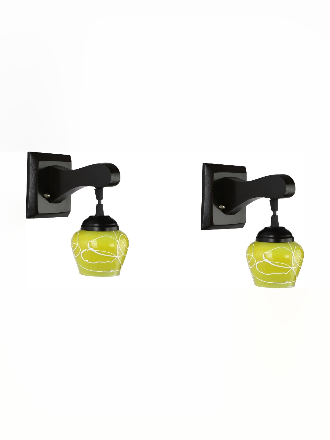 

Afast Yellow & Black 2 Pieces Printed Bell Shaped Glass Wall Lamps