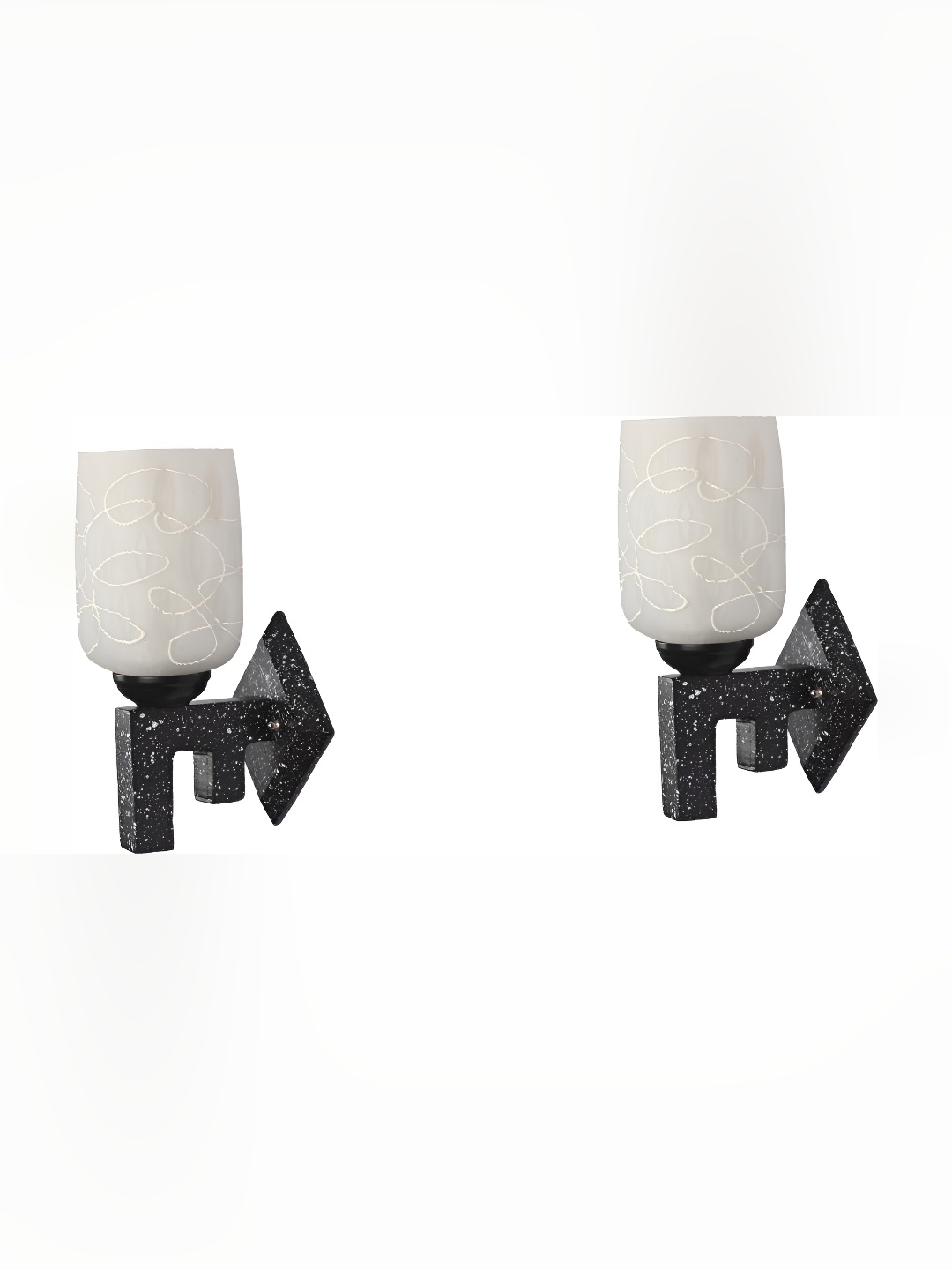 

Afast Grey & Black 2 Pieces Printed Abstract Shaped Glass Wall Lamps