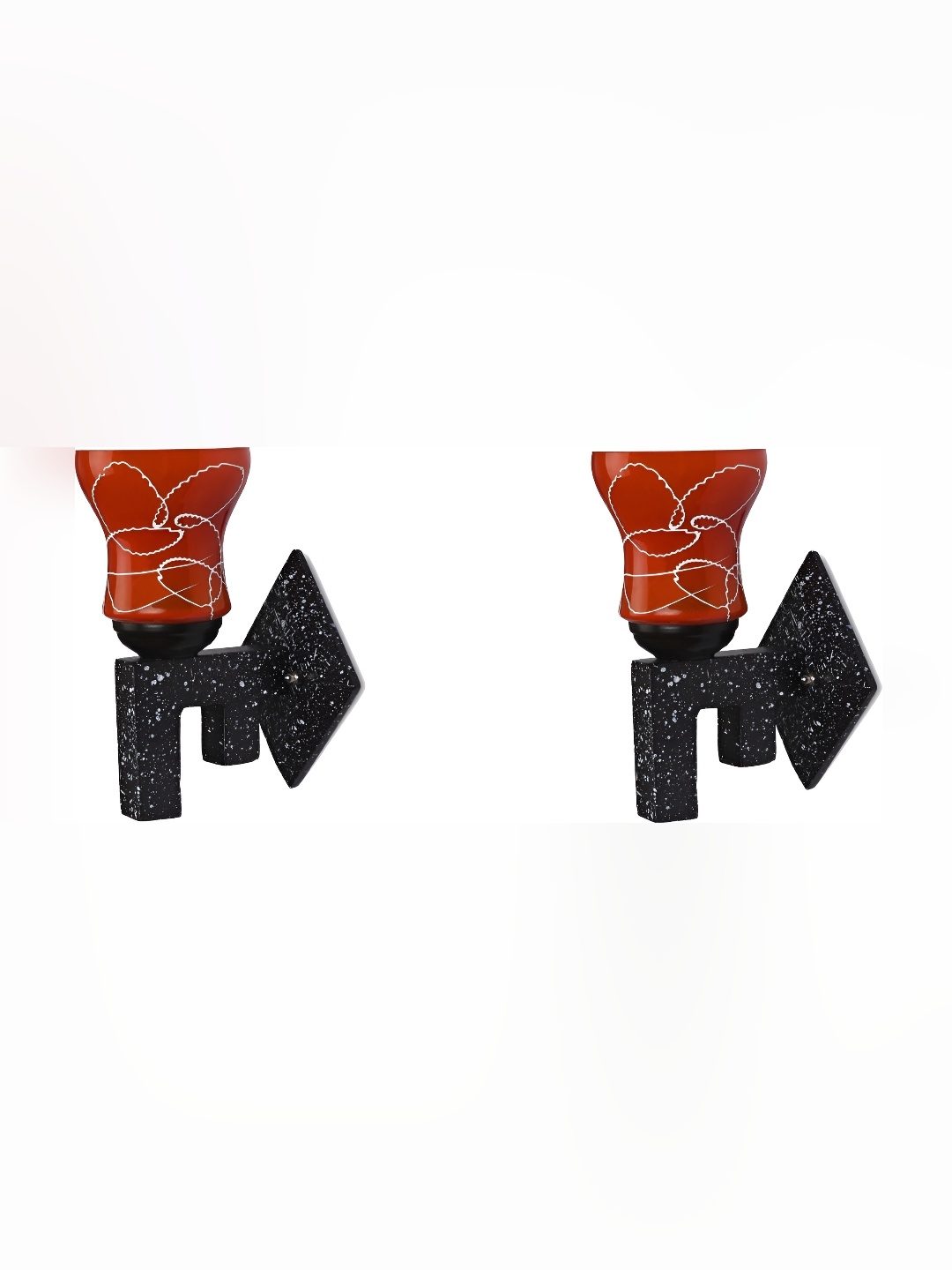 

Afast Red & Black 2 Pieces Printed Abstract Shaped Glass Wall Lamps
