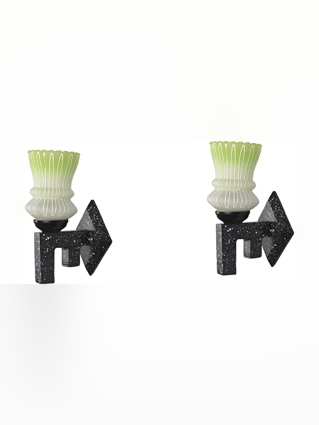 

Afast Green & White 2 Pieces Printed Abstract Shaped Glass Wall Lamps