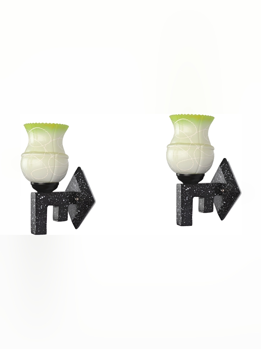 

Afast White & Green 2 Pieces Printed Bell Shaped Glass Wall Lamp