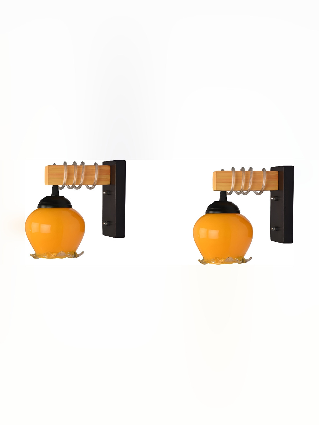 

Afast Yellow & Black 2 Pieces Textured Contemporary Glass Wall Lamps