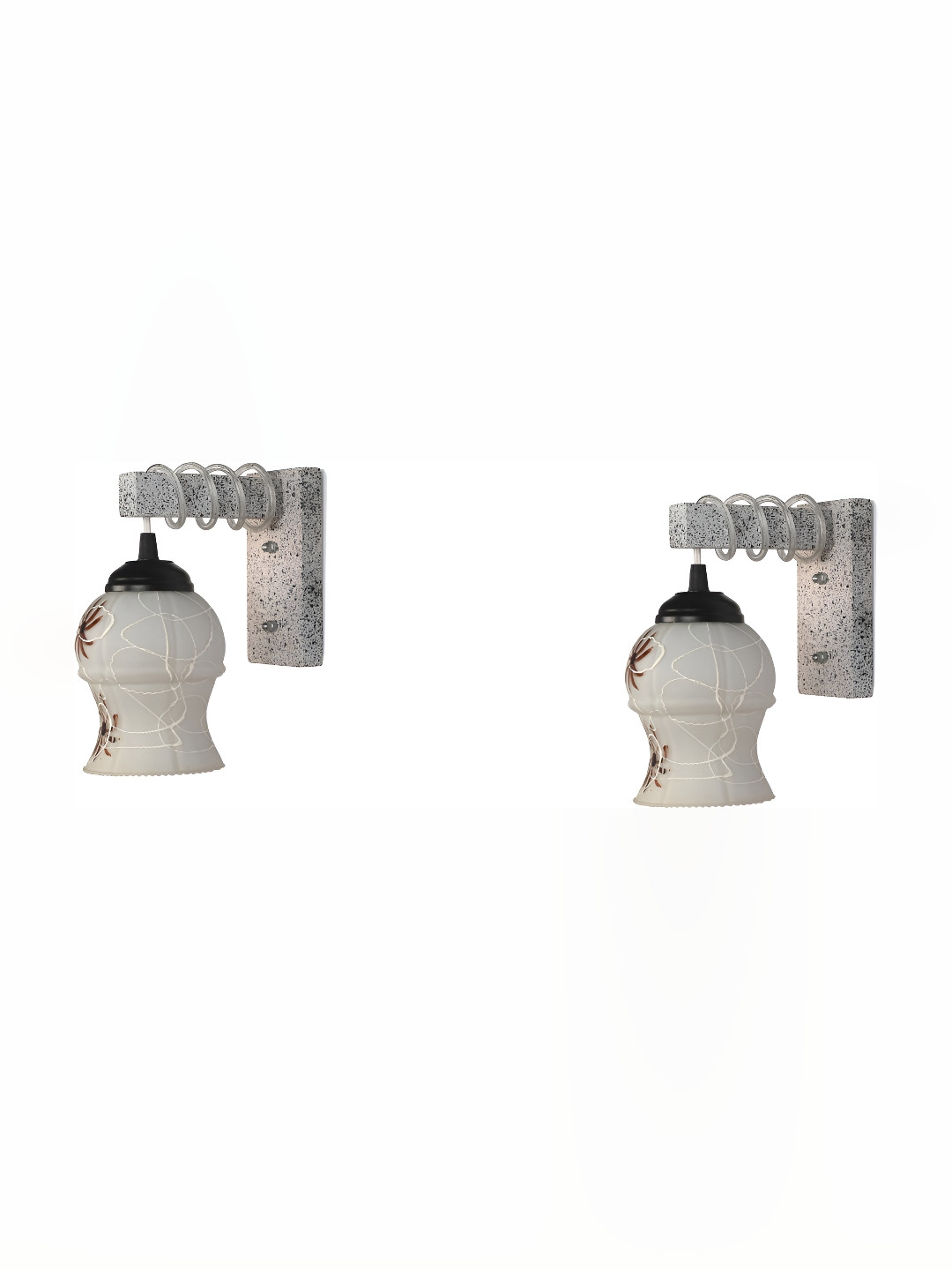 

Afast White & Brown 2 Pieces Printed Bell Shaped Glass Wall Lamp