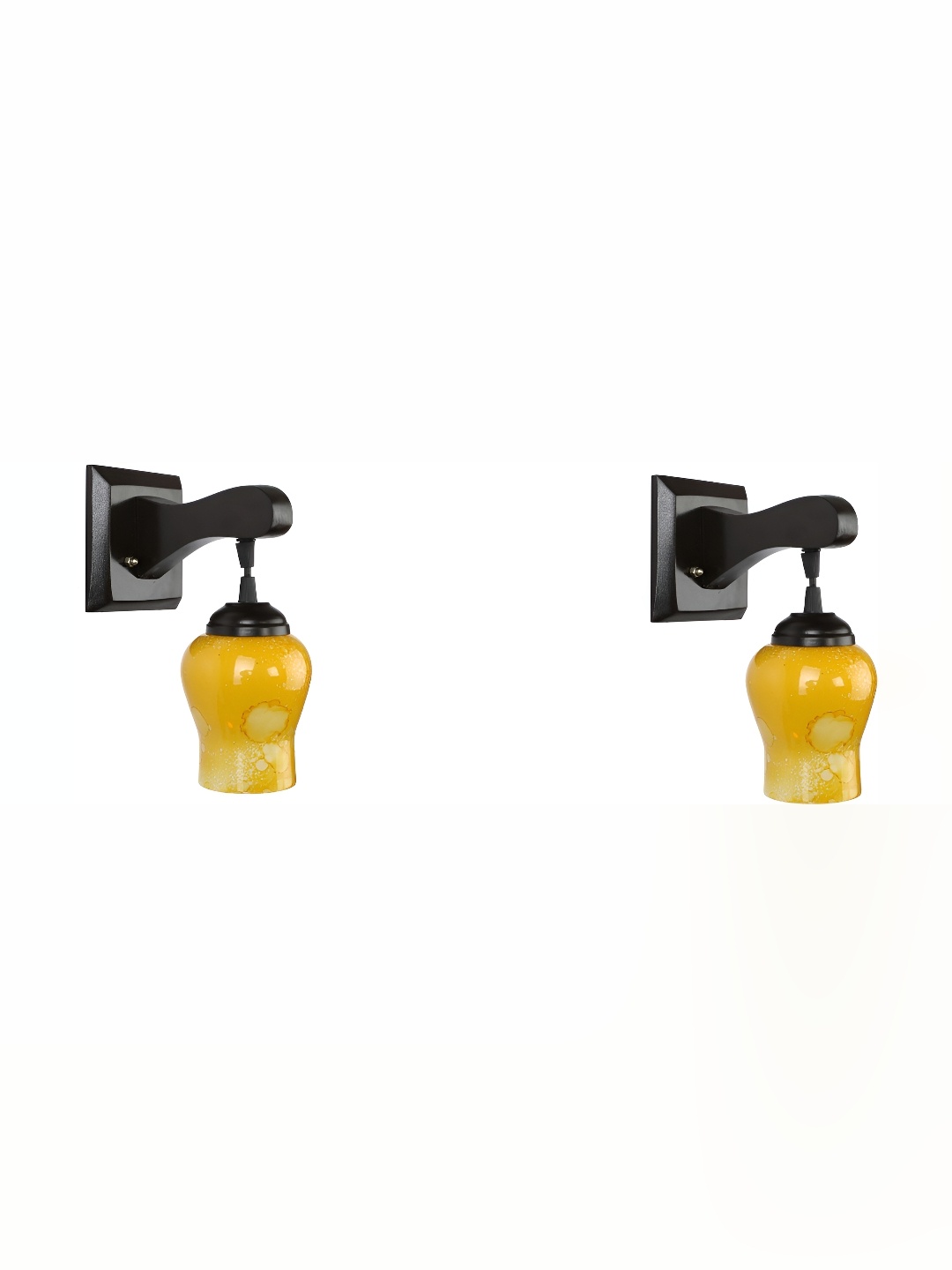 

Afast Yellow & Black 2 Pieces Printed Bell Shaped Glass Wall Lamps