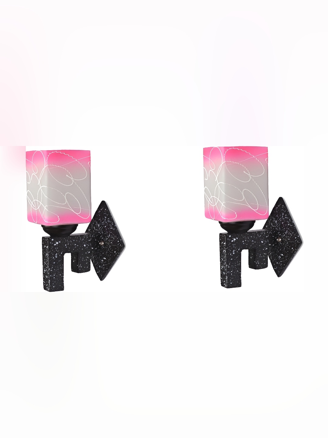 

Afast Pink & White 2 Pieces Printed Contemporary Glass Wall Lamps