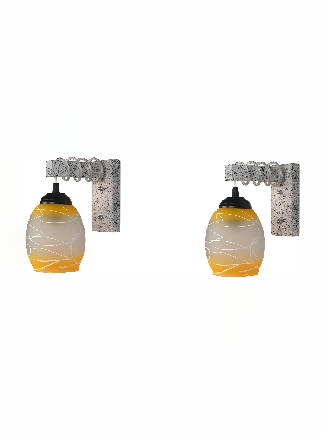 

Afast Yellow & White 2 Pieces Printed Bell Shaped Glass Wall Lamp