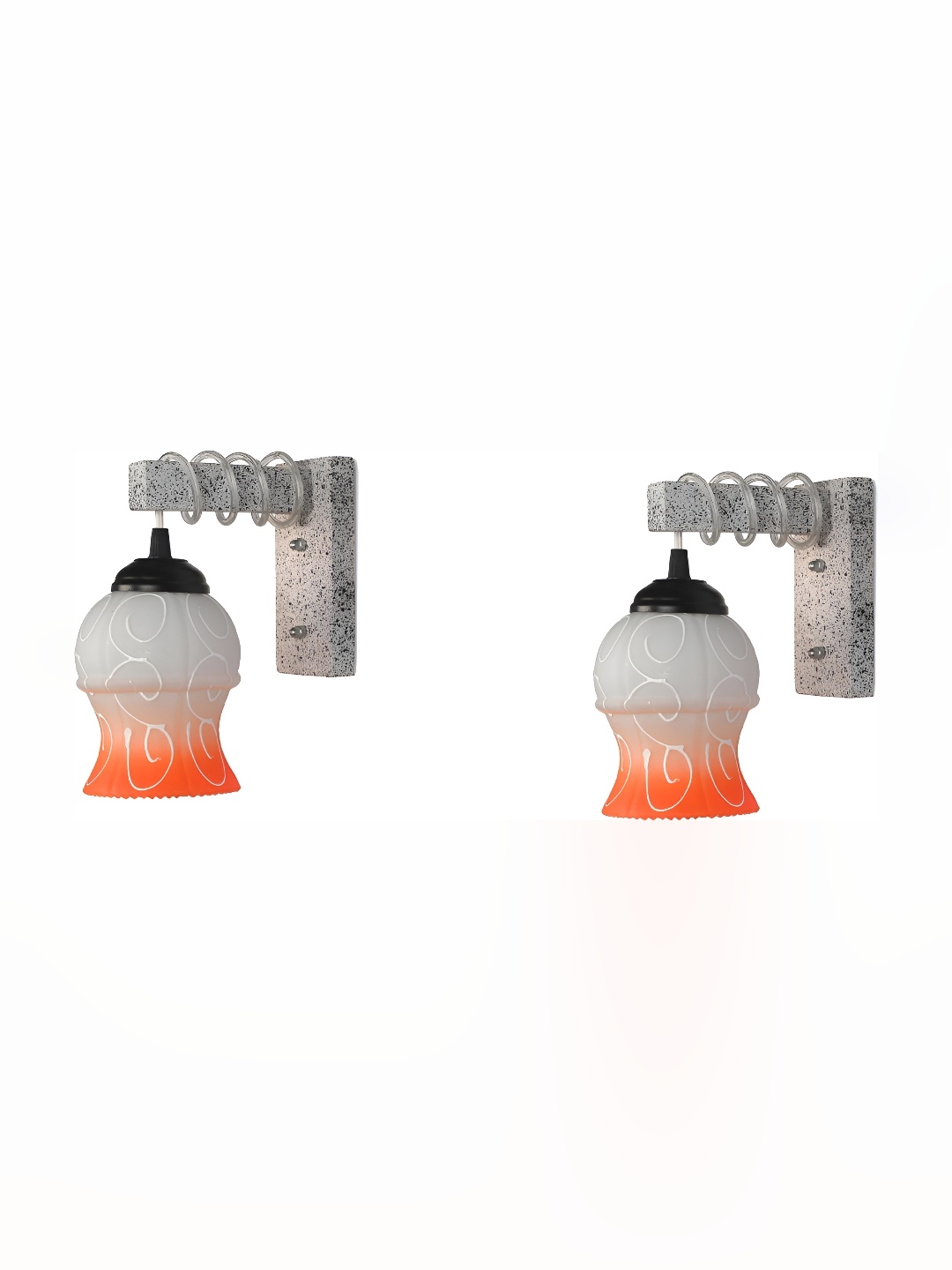 

Afast Orange & White 2 Pieces Printed Contemporary Glass Wall Lamps