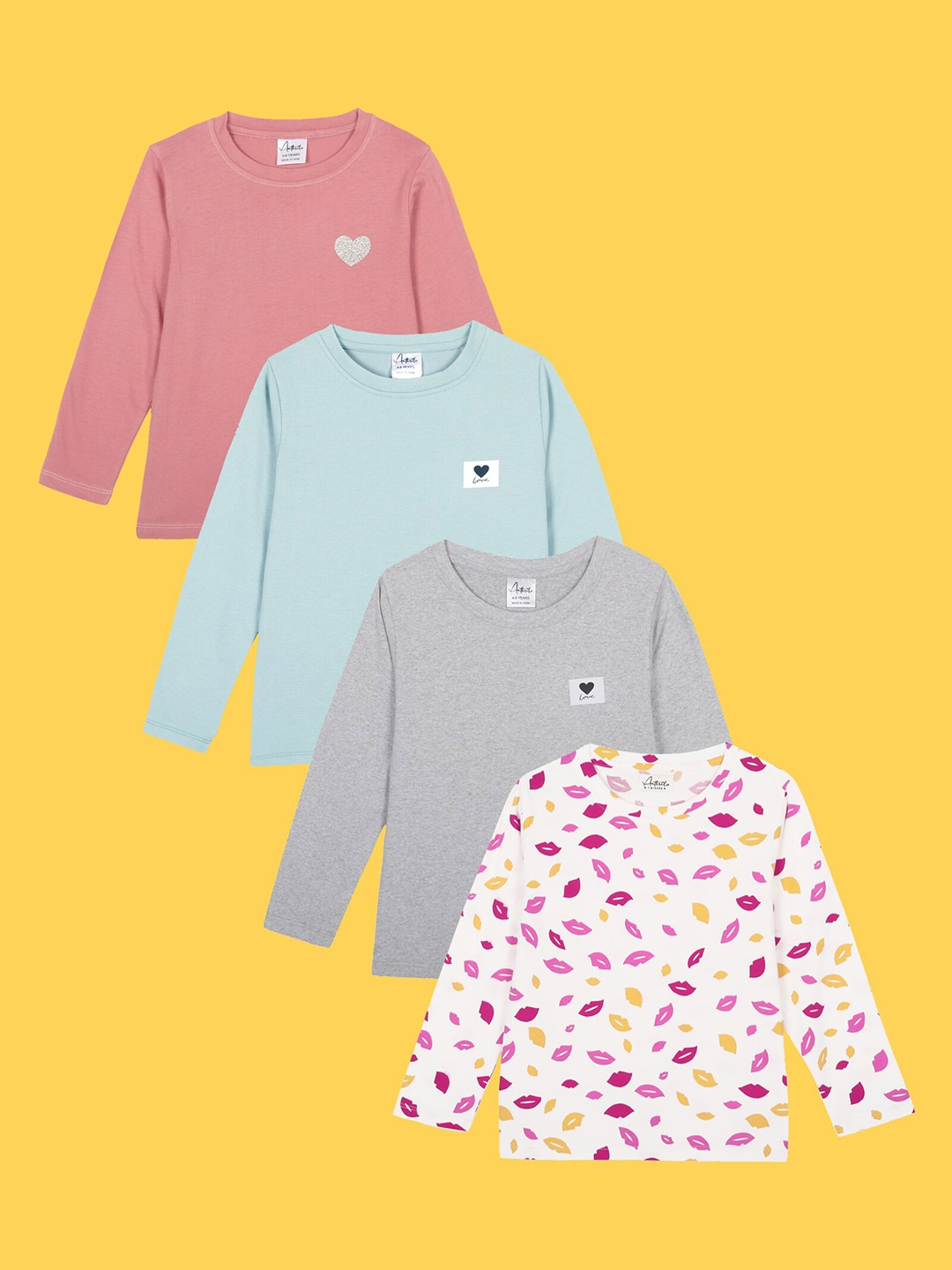 

Anthrilo Girls Pack Of 4 Cotton T-Shirts, Coral