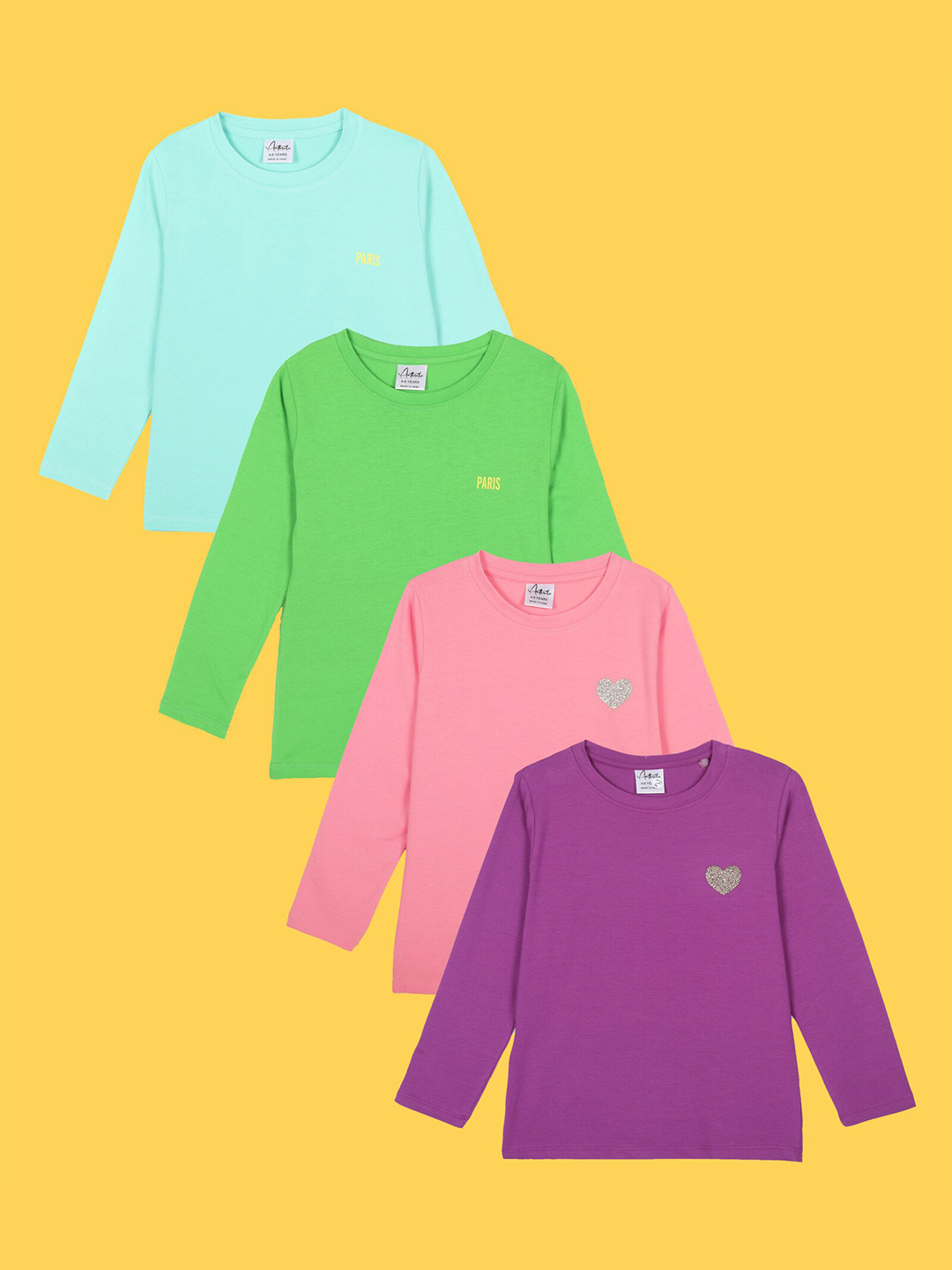 

Anthrilo Girls Pack Of 4 Cotton T-Shirts, Blue